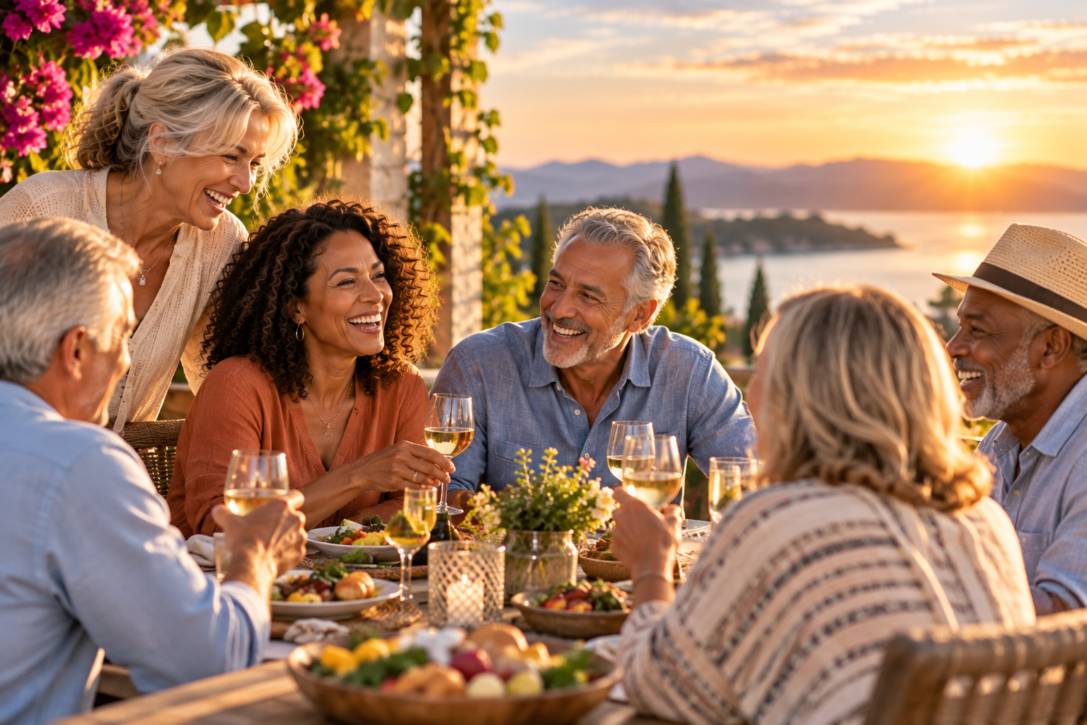 Family and friends enjoying meaningful time together and making memories in retirement