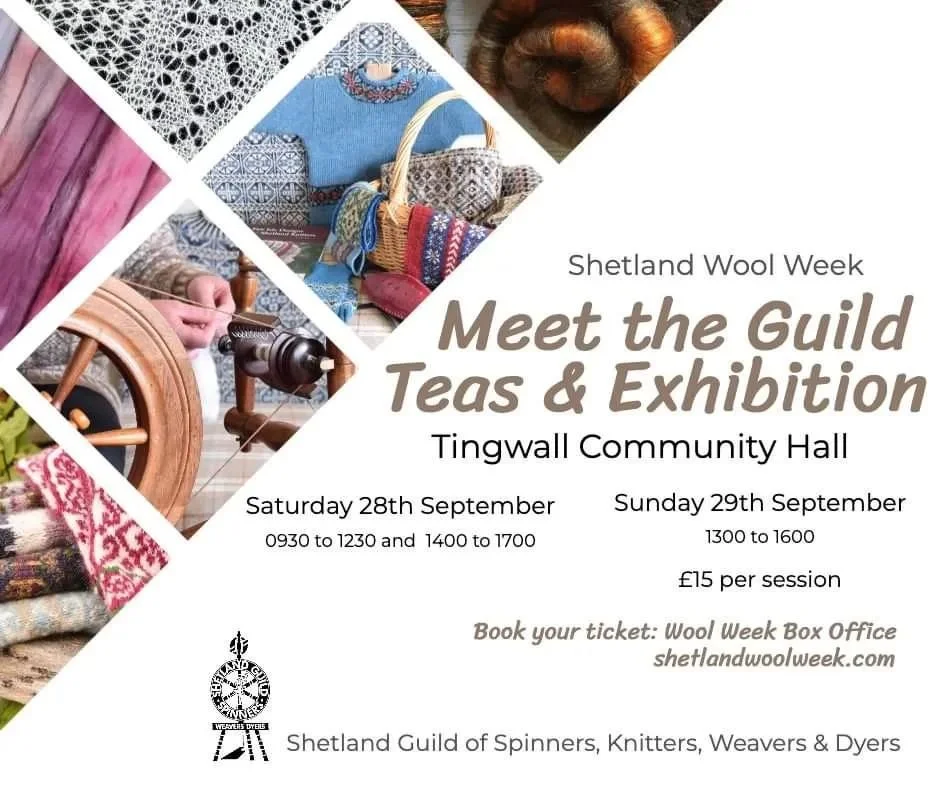 You will be pleased to know the Guild are holding their legendary Meet the Guild Teas and Exhibition for Wool Week again this year. Details of the Sunday event are in the Wool Week Programme of Events and Saturday's can be accessed through the Bookin