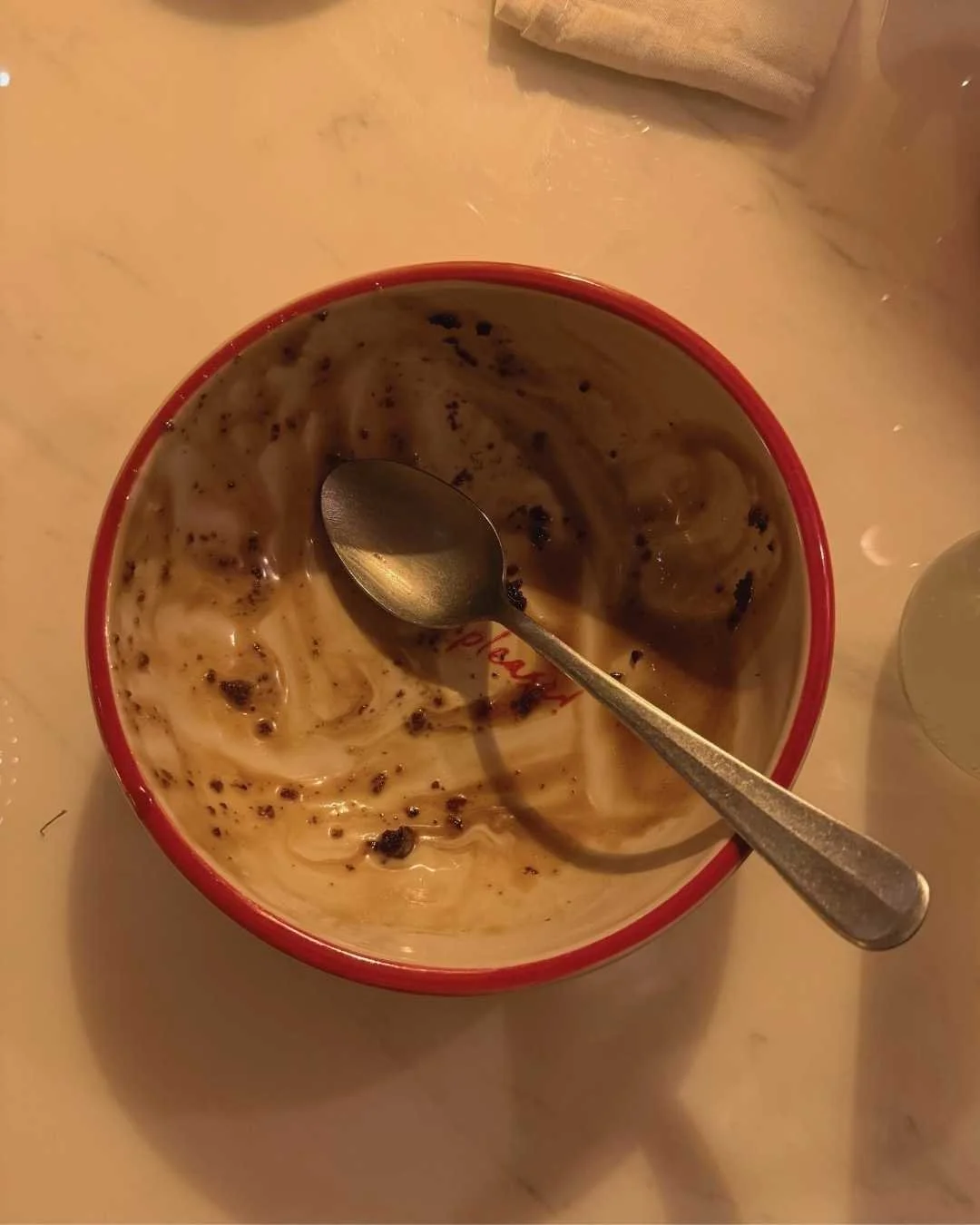 empty dessert bowl on a table