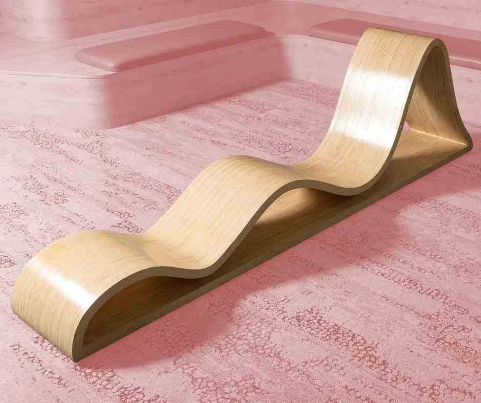 wooden sonaform chair on pink background