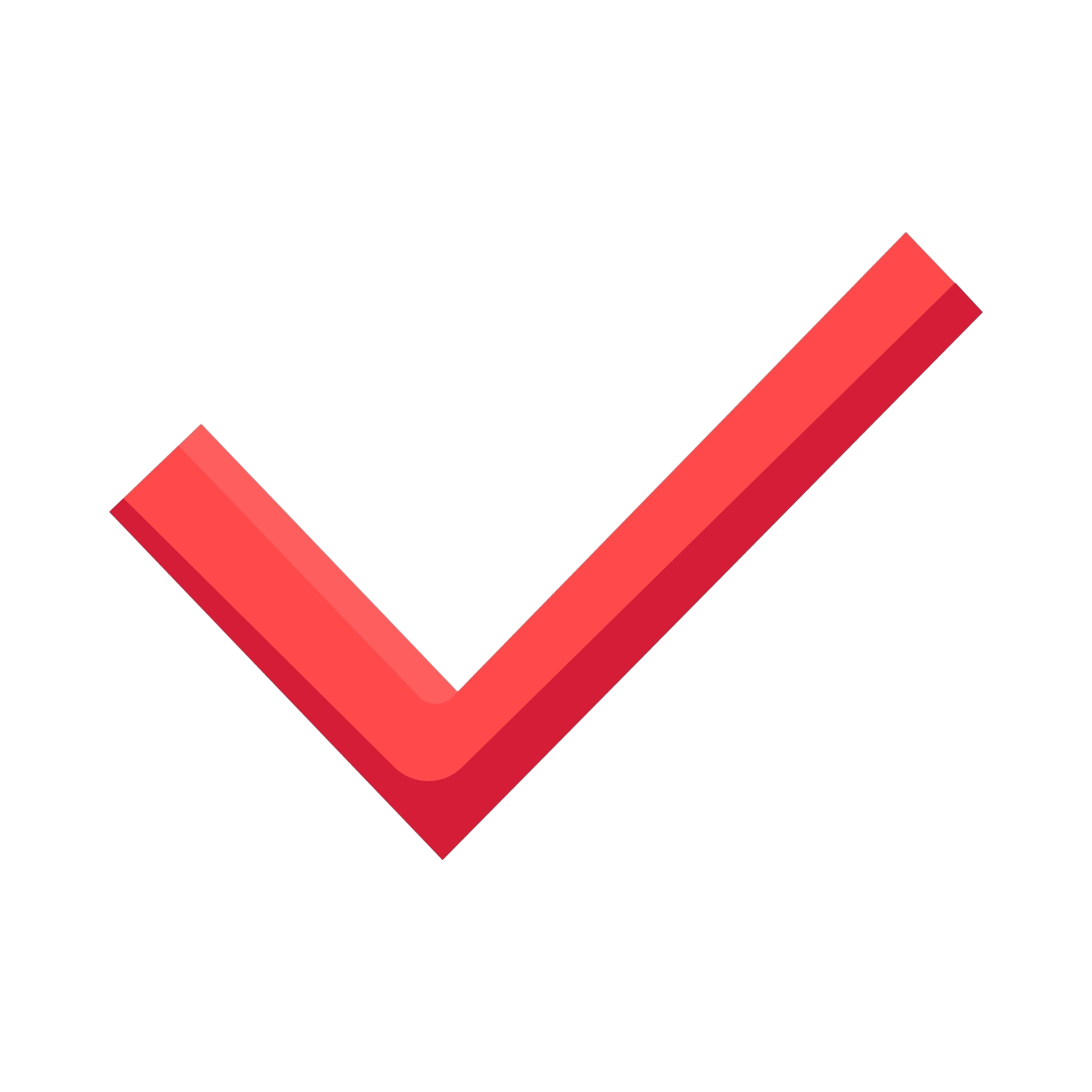 Red check mark icon on a black background.