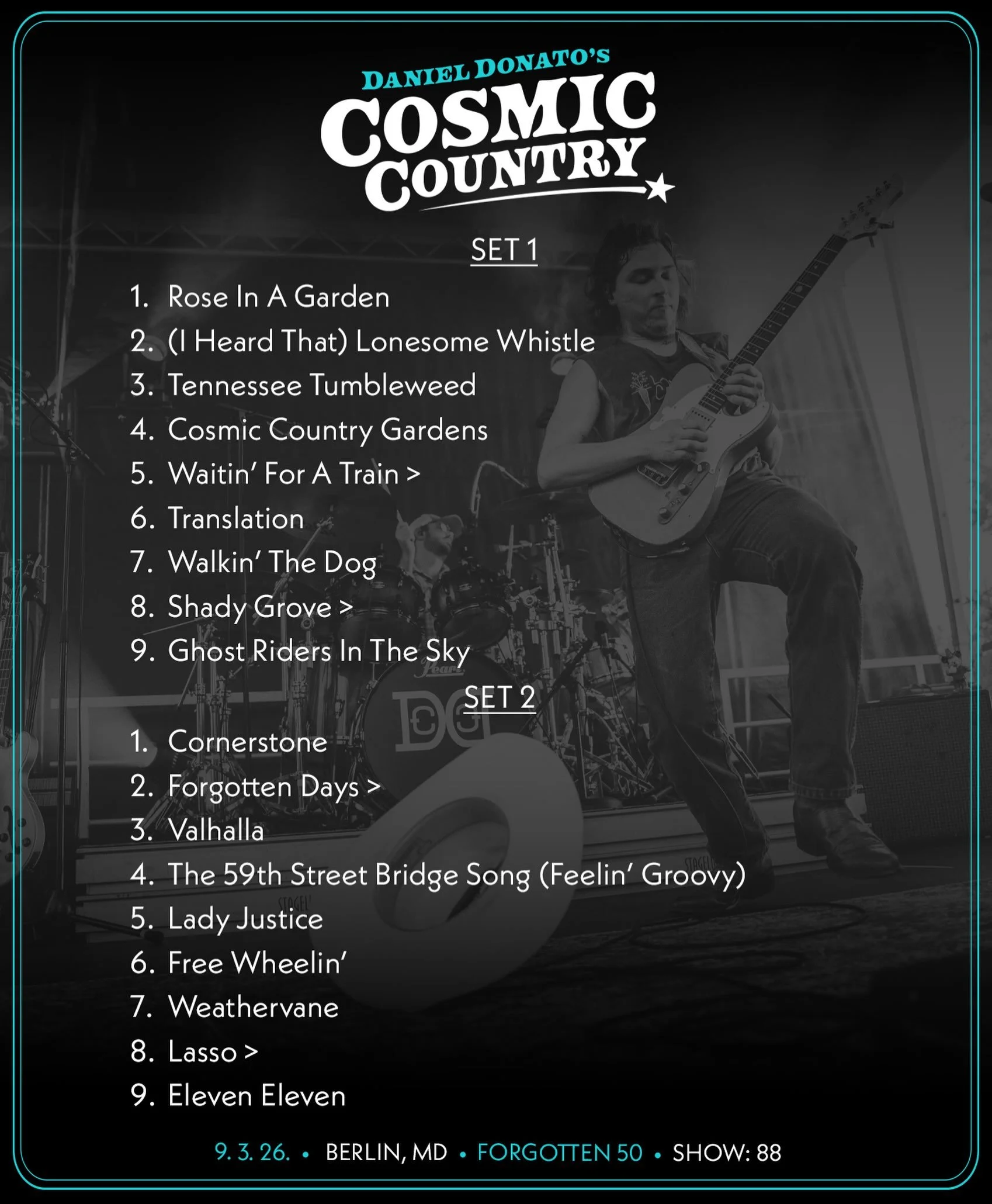 9/3/2026 Berlin, MD 

🥕 Head to @thedanielbase to stream the show, for Setlist Saloon and all tour happenings&hellip;

✨ Stream and order the 5-LP Vinyl set of CC&rsquo;s first live album &lsquo;Ryman To Robert&rsquo;s on my site. Yeehaw. 

#cosmicc