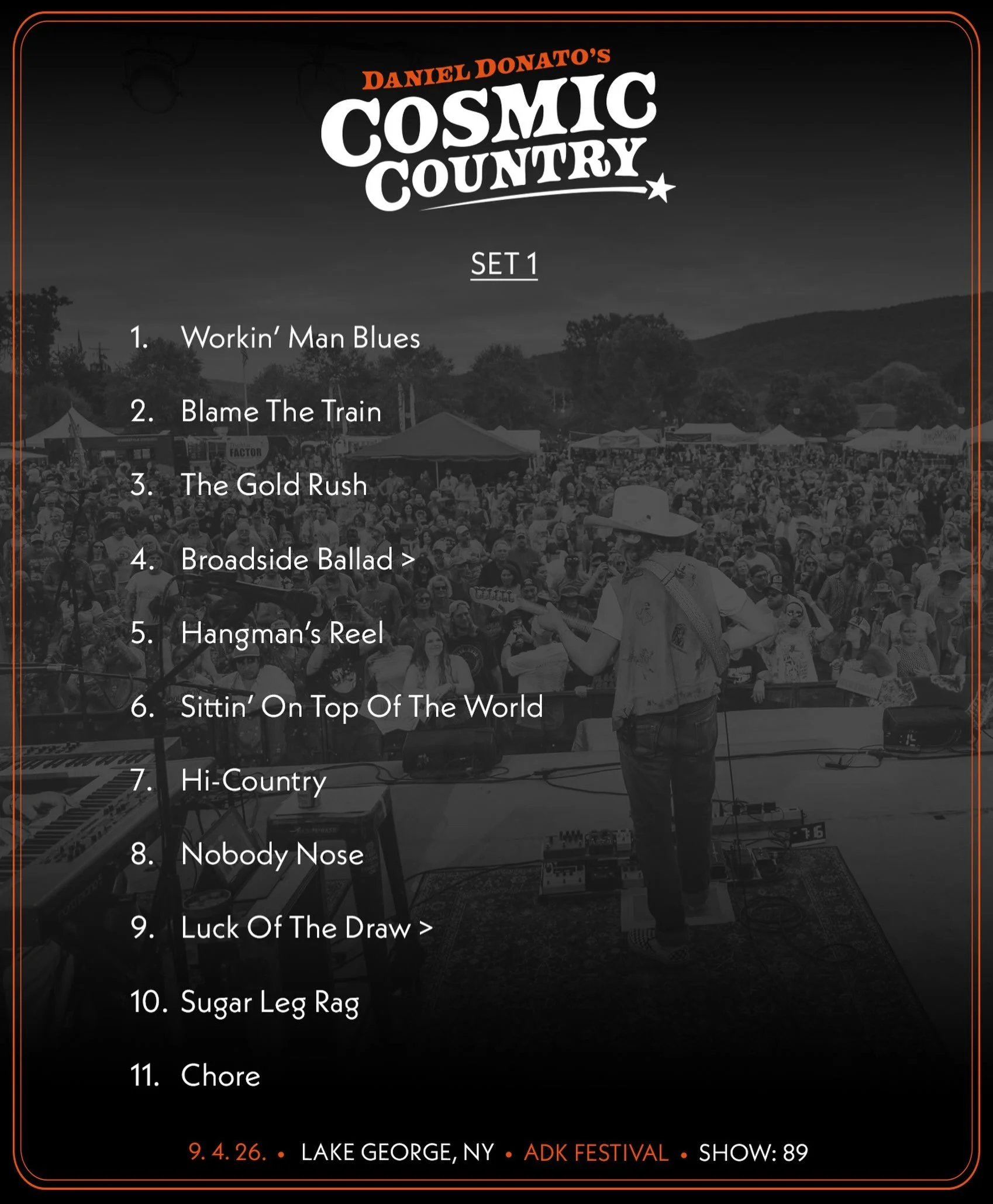 9/4/2026 Lake George, NY

🥕 Head to @thedanielbase to stream the show, for Setlist Saloon and all tour happenings&hellip;

✨ Stream and order the 5-LP Vinyl set of CC&rsquo;s first live album &lsquo;Ryman To Robert&rsquo;s on my site. Yeehaw. 

#cos