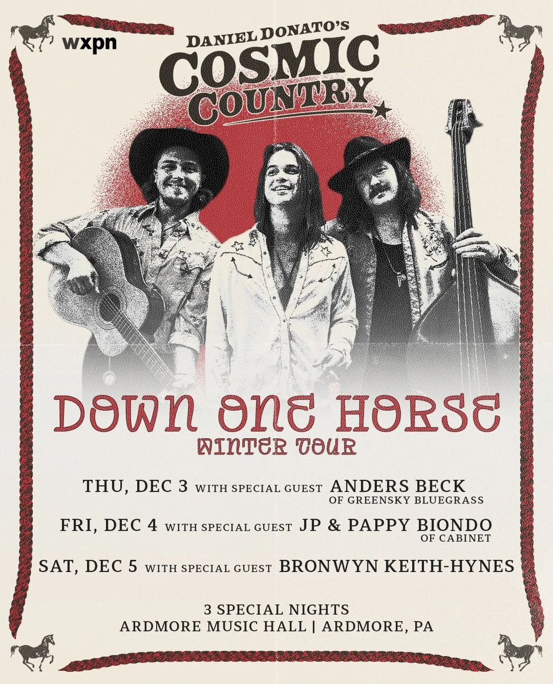 🐴 DOWN ONE HORSE 🐴
&nbsp;
As Bronco stays home to tend to the old home place and his newly born son this December, I had a wild idea&hellip;&nbsp;
&nbsp;
Let&rsquo;s do an unplugged acoustic tour! The very first in Cosmic Country history of all spa