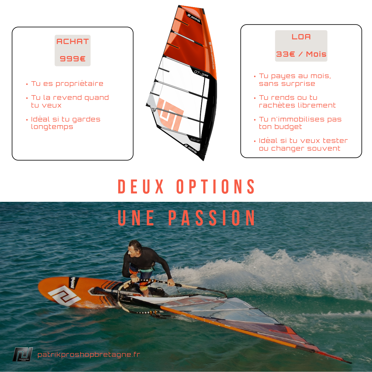 Location planche à voile windsurf patrik pro shop
