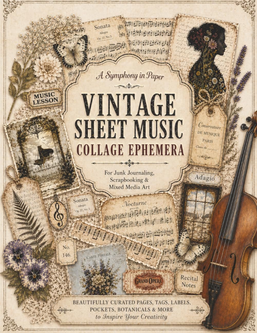 A Symphony in Paper: Vintage Sheet Music Collage Ephemera for Junk Journaling, Scrapbooking &amp; Mixed Media Art