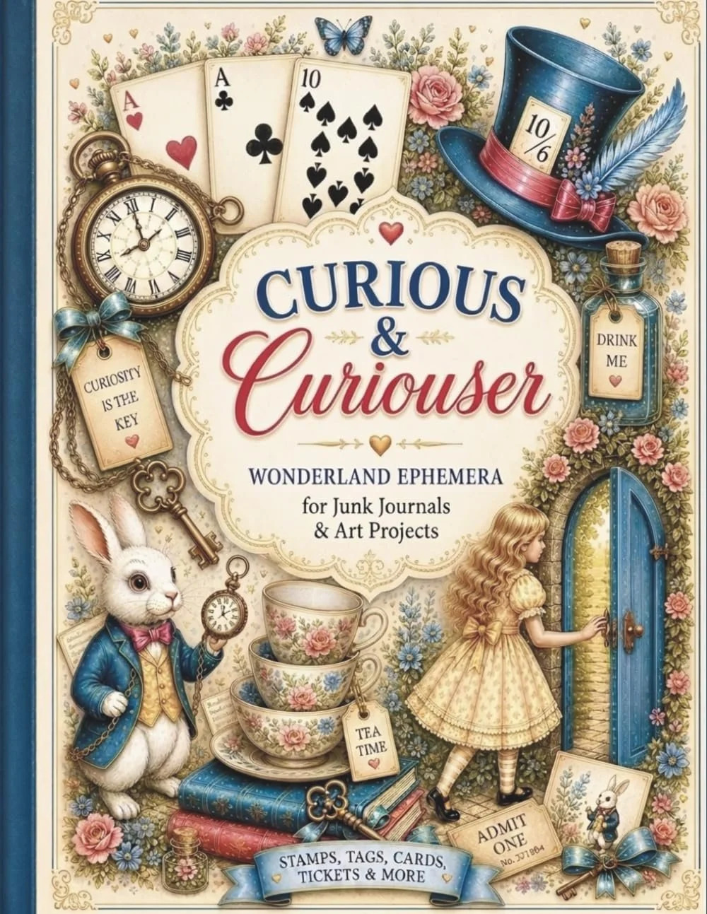 Curious &amp; Curiouser: Wonderland Ephemera Collection for Junk Journals, Scrapbooking, Card Making, Collage &amp; Art Projects