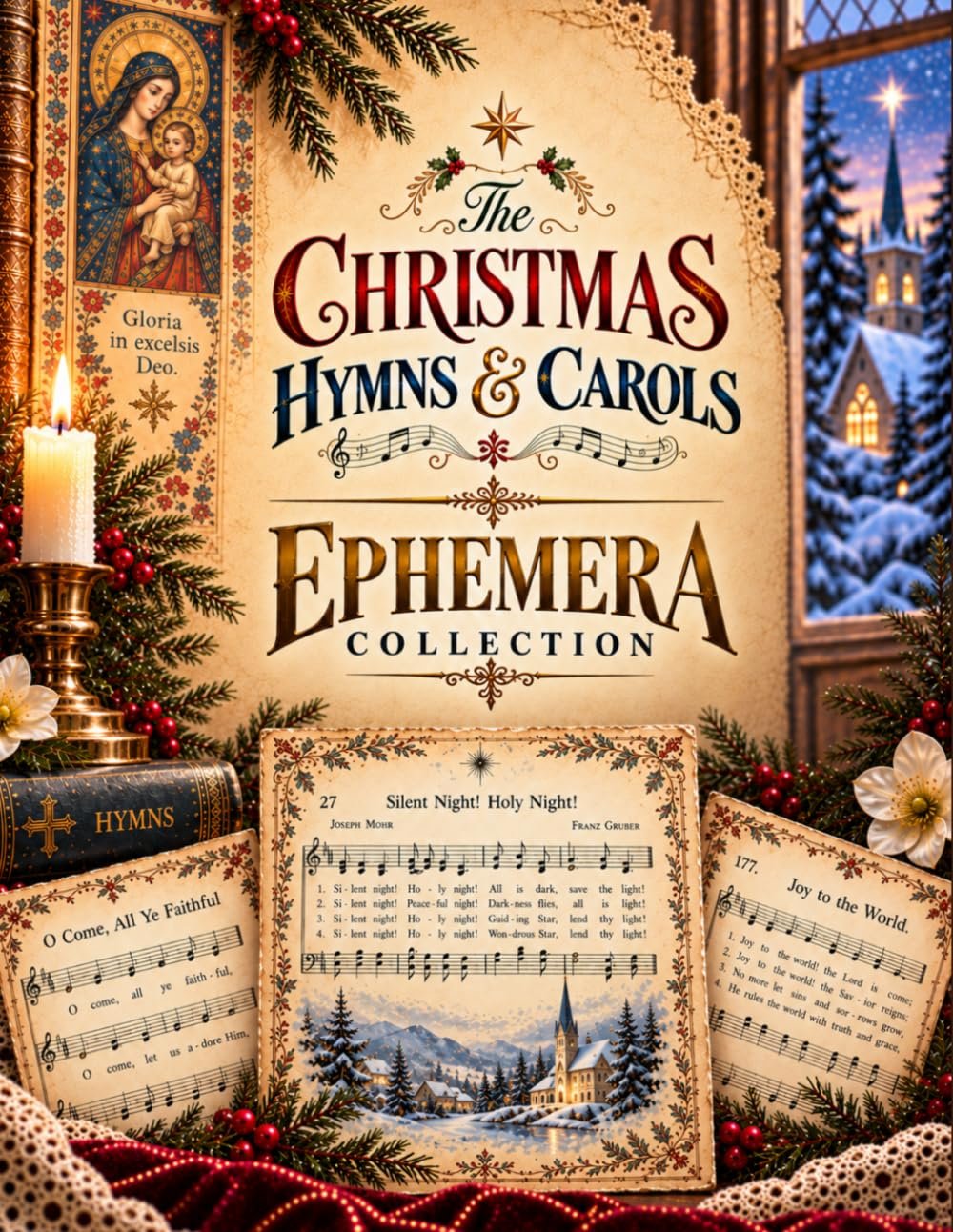The Christmas Hymns &amp; Carols Ephemera Collection: Vintage Papers, Cut-Out Ephemera &amp; Decorative Pages for Junk Journaling, Scrapbooking, Collage &amp; Paper Crafts