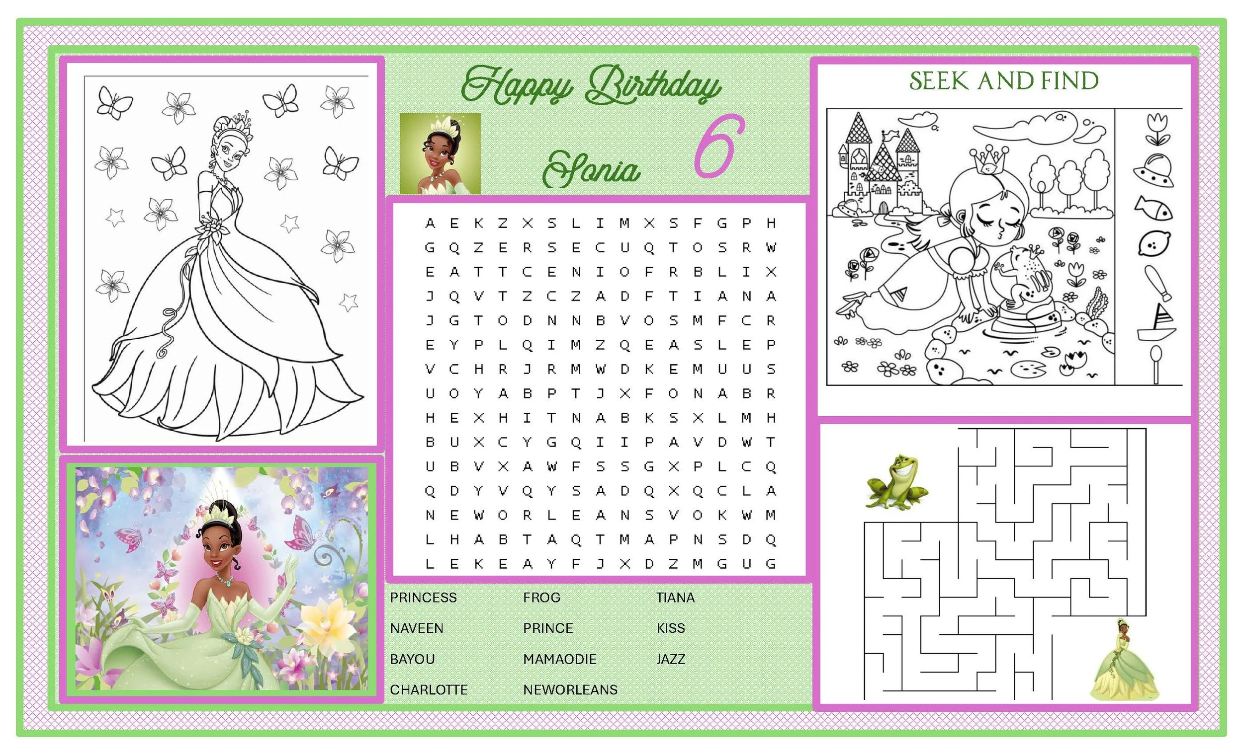 Tiana Activity Placemats, 12