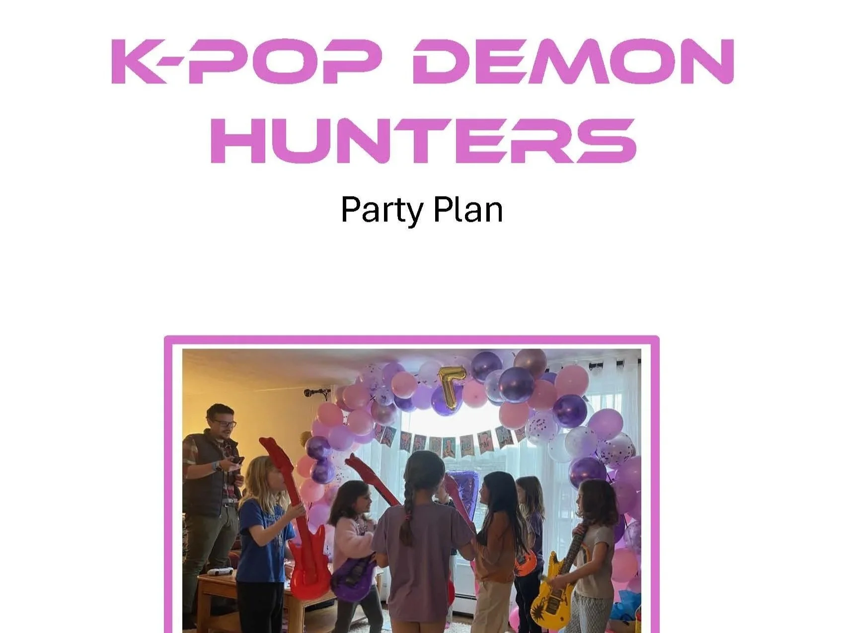 K-Pop Demon Hunters Party Plan, Instant download