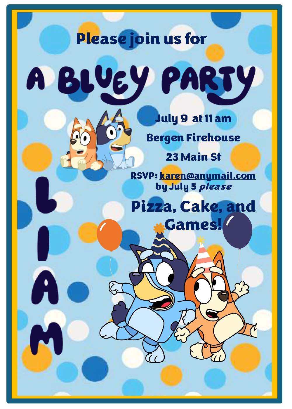 Bluey Birthday Invitation