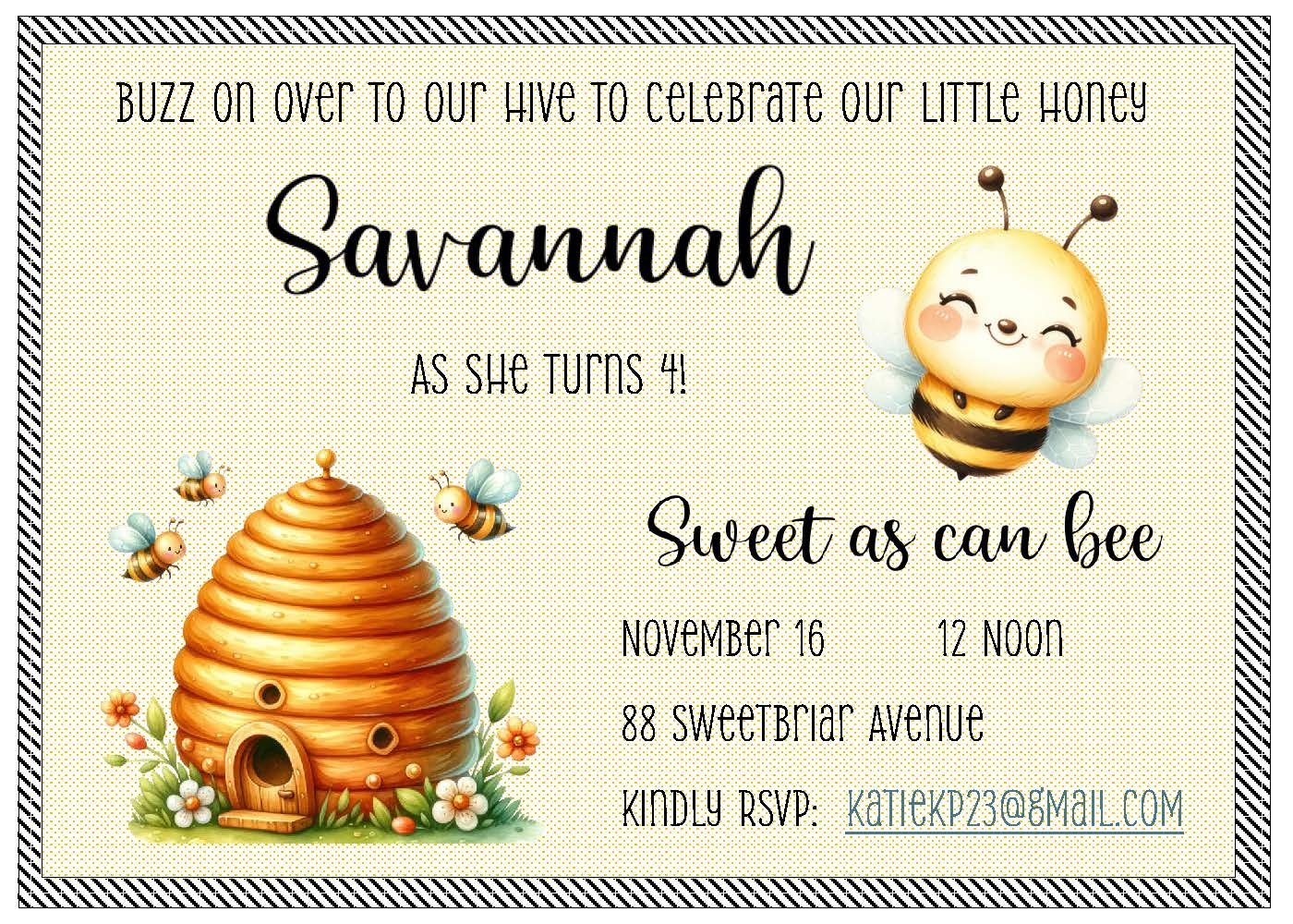 Honey Bee Party Invitation, 12