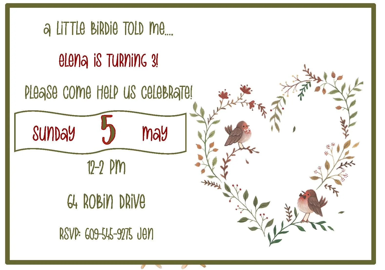 Bird invitation, 12
