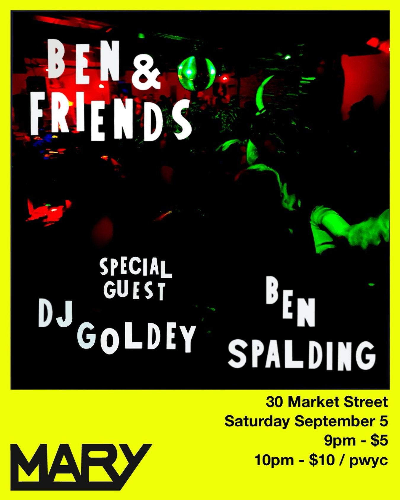 DJ Ben Spaulding returns this Saturday with special guest DJ Goldey! 👯

9pm- $5
10pm- $10/ pwyc

Happy Hour 5-7pm