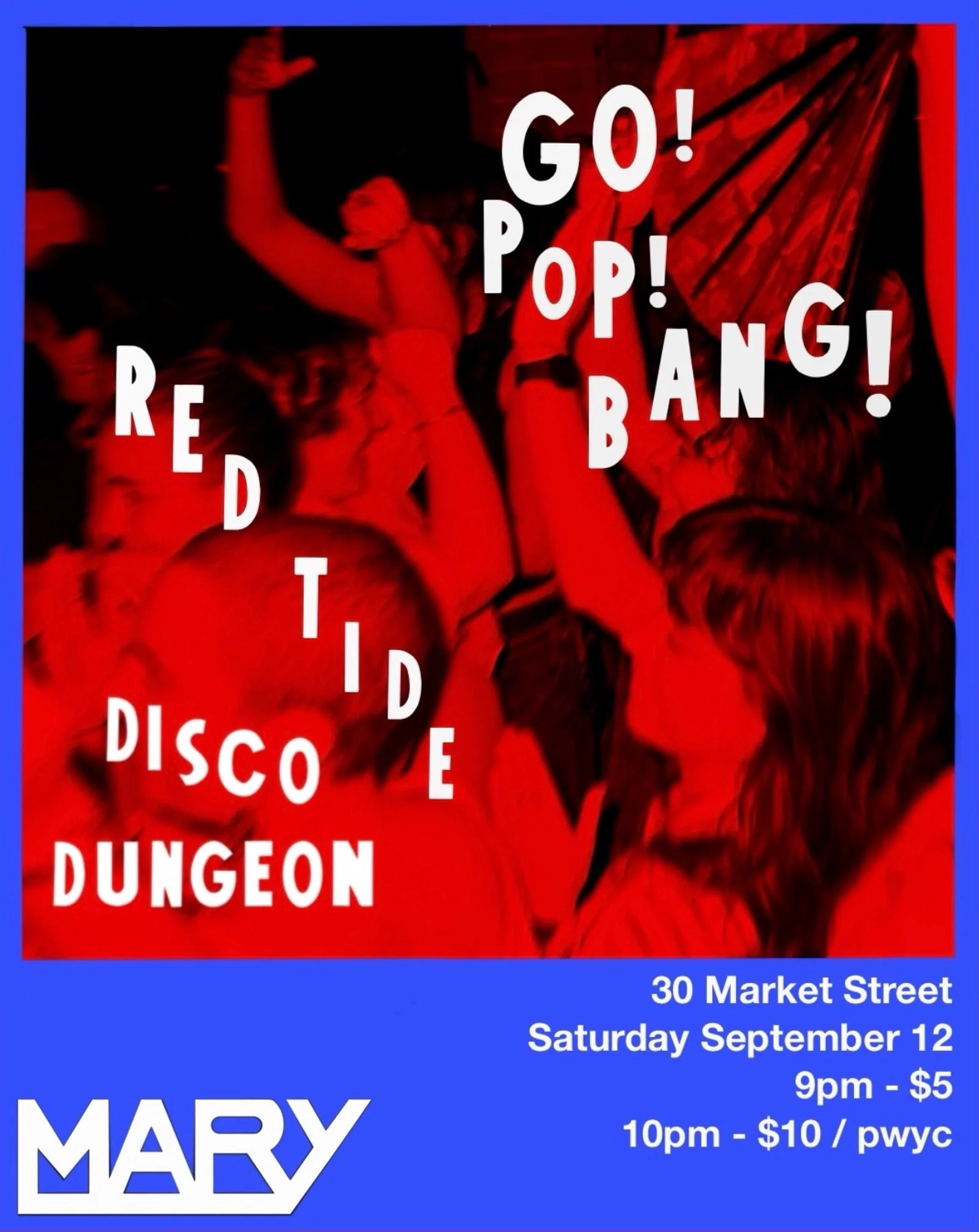 We are thrilled to have Red Tide and Disco Dungeon at Cocktail Mary this Saturday! 💥⛓️🪩

9pm- $5
10pm- $10/pwyc

Happy Hour 5-7pm
Open 5pm-Late