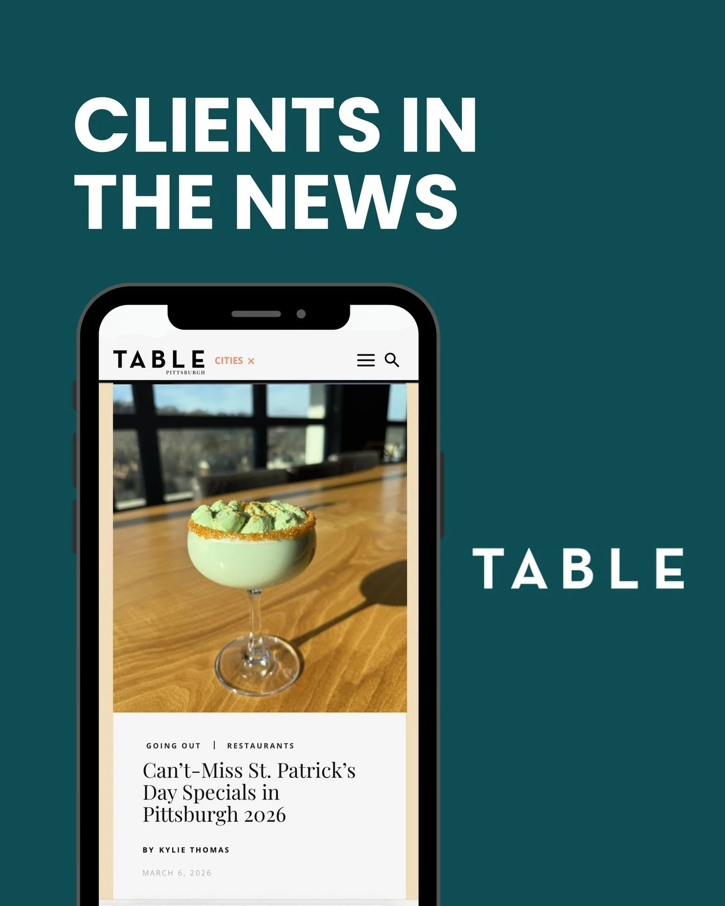 When great cocktails meet great coverage, it&rsquo;s pure PR gold. 🍀

We&rsquo;re raising a glass to our client @spiritsandtalespgh at @theoaklanderhotel, whose festive St. Patrick&rsquo;s Day cocktails just landed some well-deserved media attention