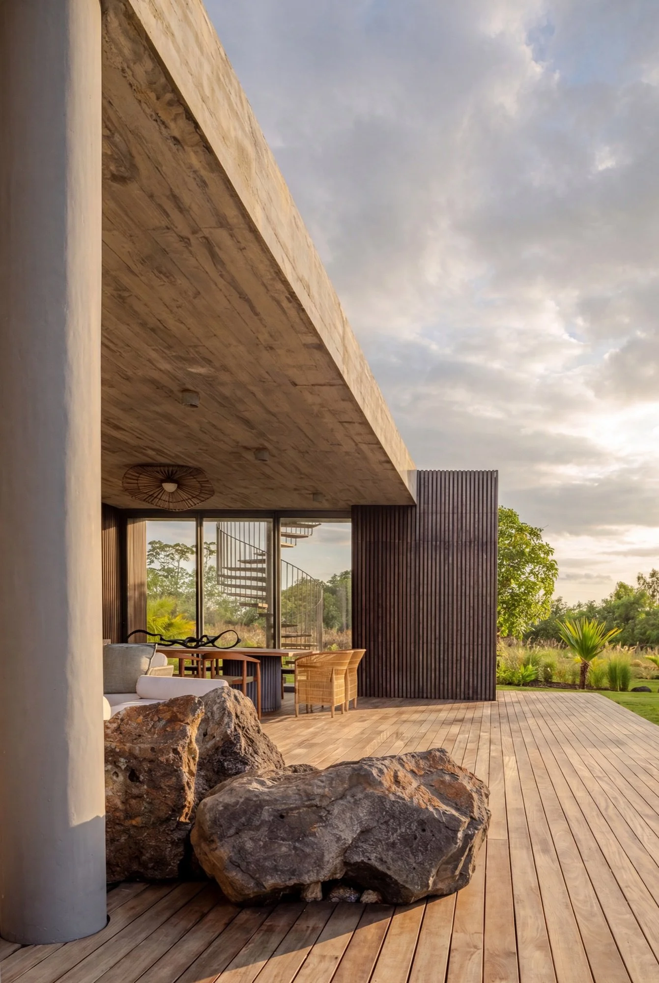 Contemporary villa poolside architecture at Anahita Mauritius