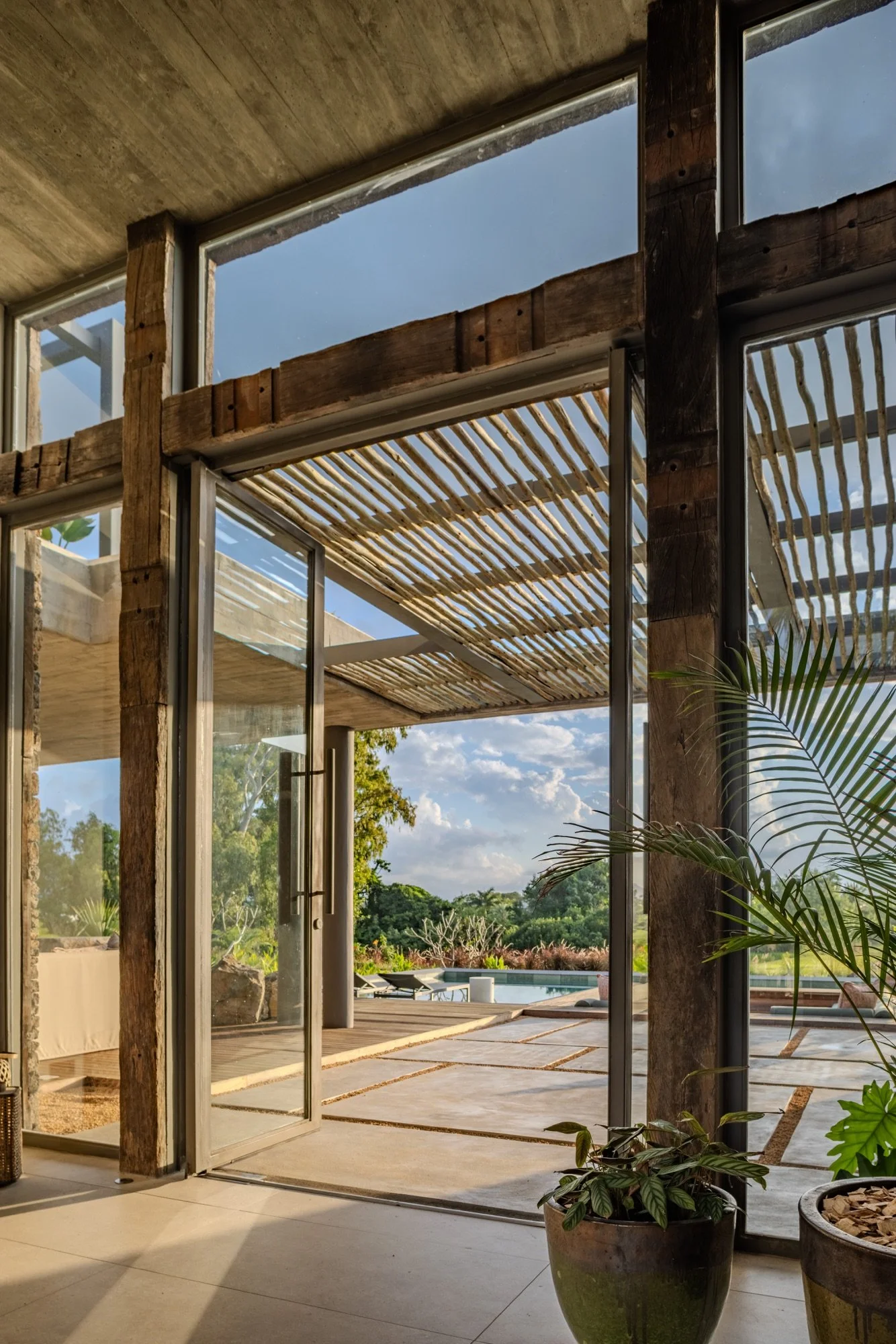 Contemporary villa pool and terrace area at Anahita Mauritius