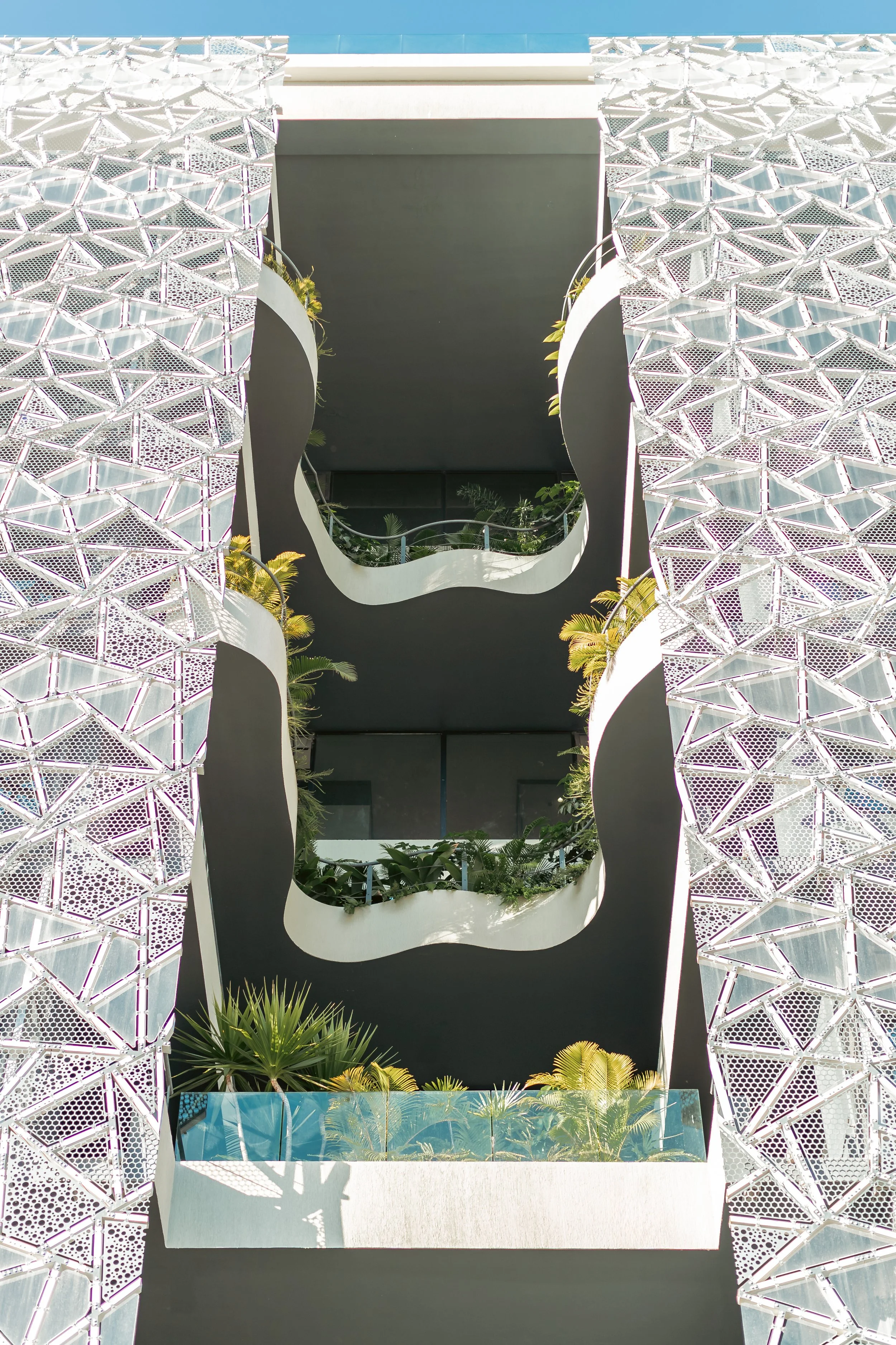Indoor planting and architectural detail inside Icon Ebene Mauritius