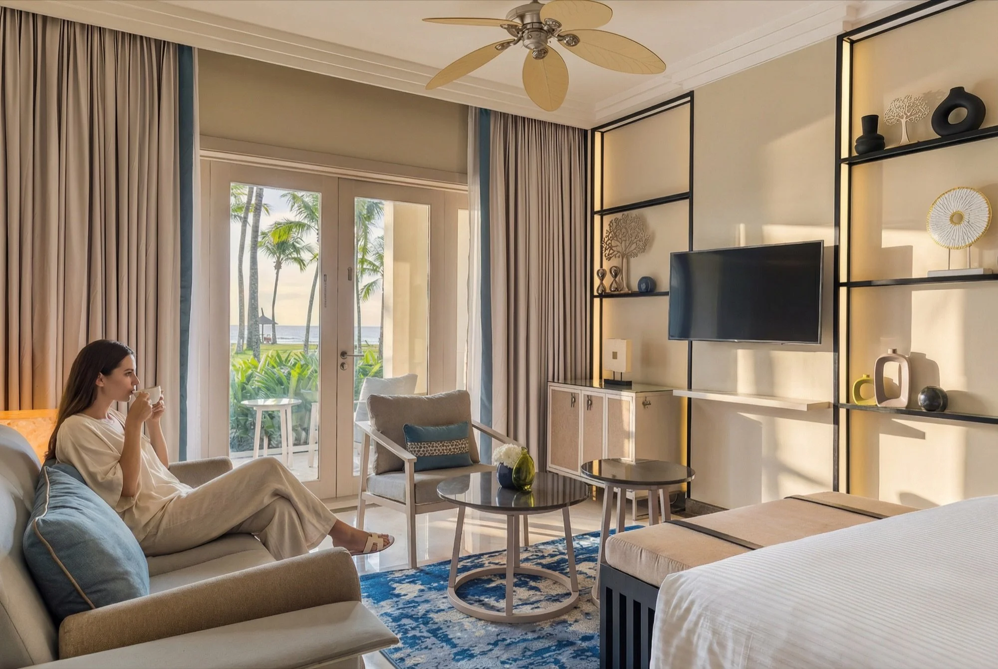 Resort guest area with contemporary hospitality design in Mauritius