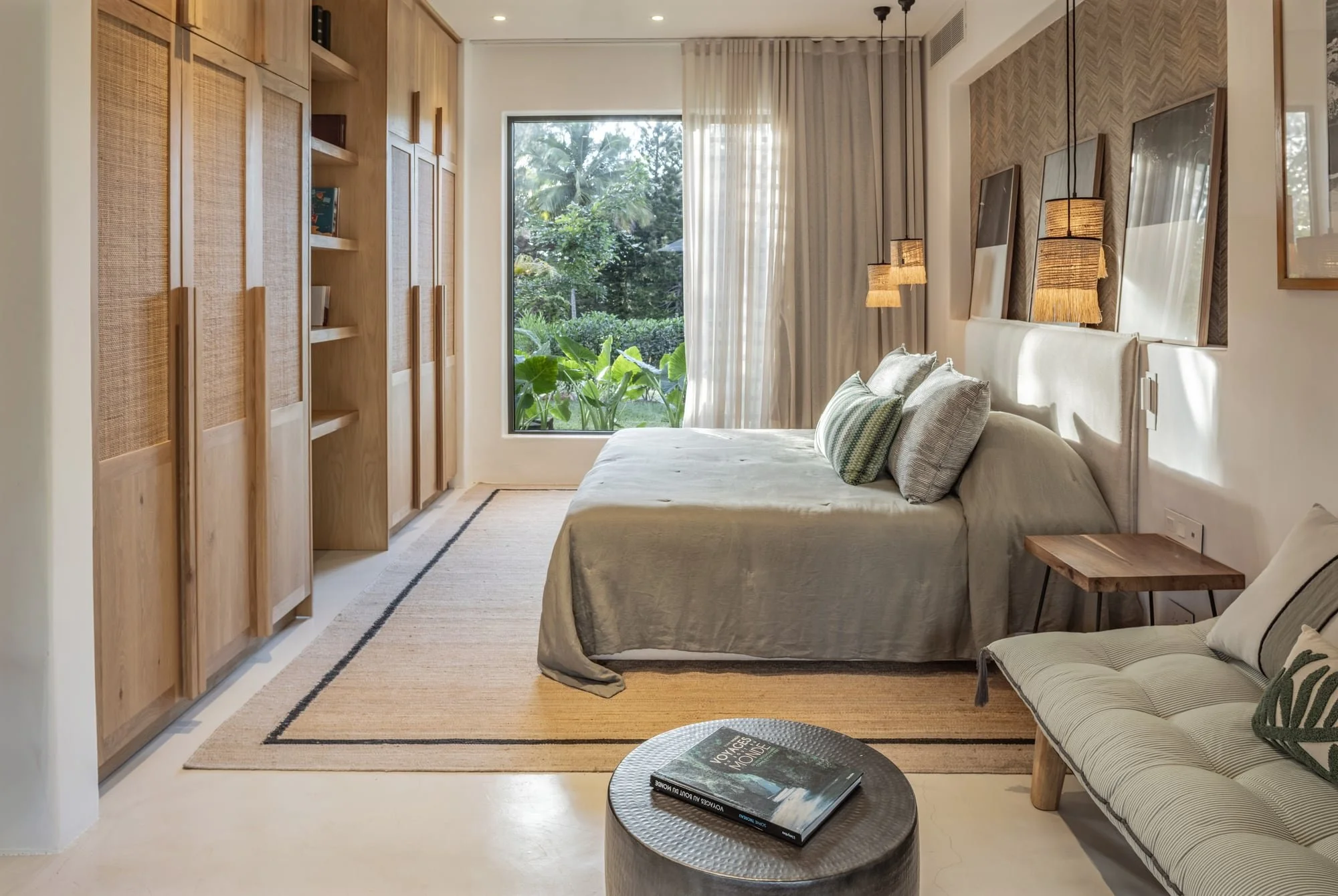 Refined bedroom interior with bespoke timber cabinetry and natural textiles
