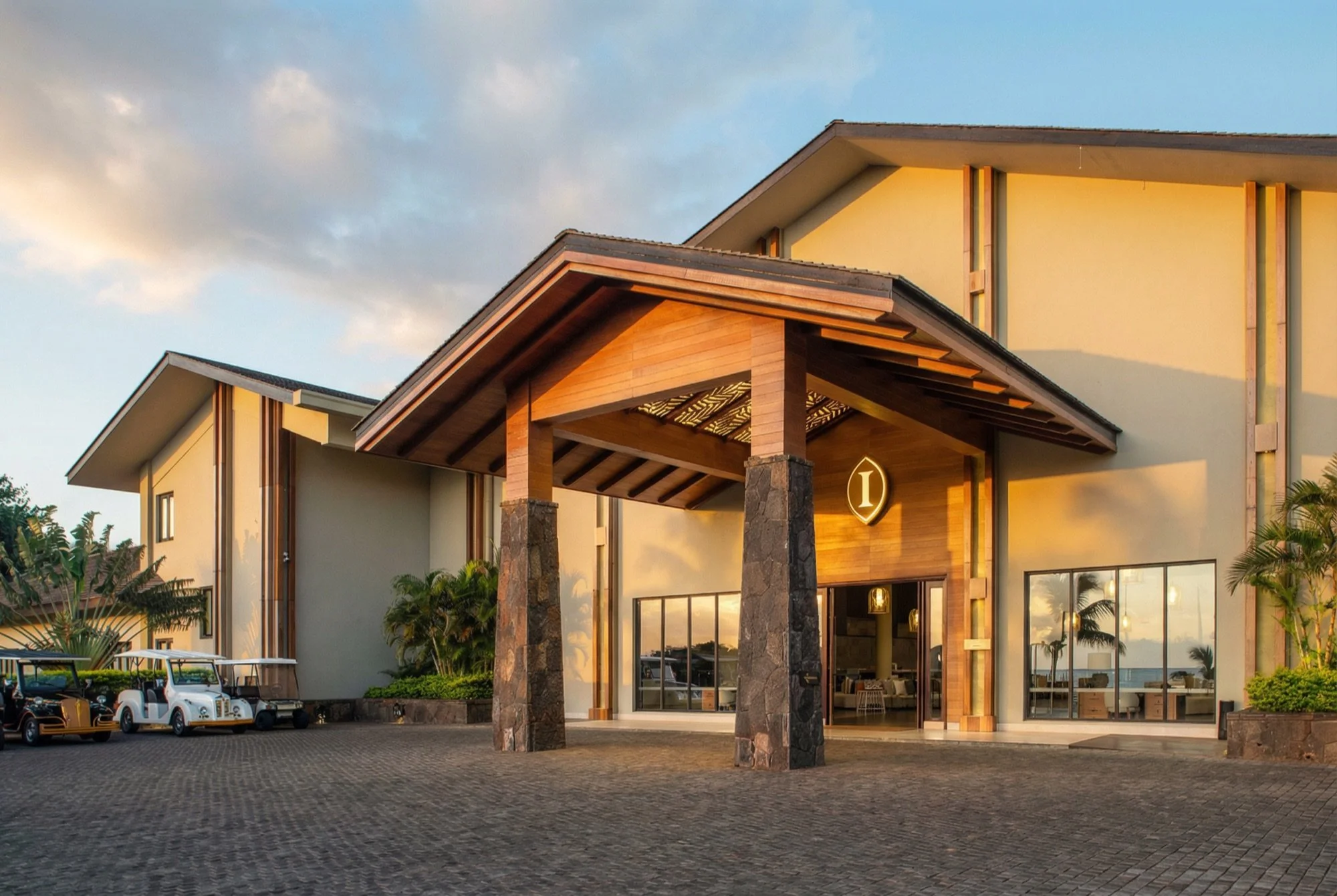 Hotel lounge or restaurant interior with elegant architectural finishes