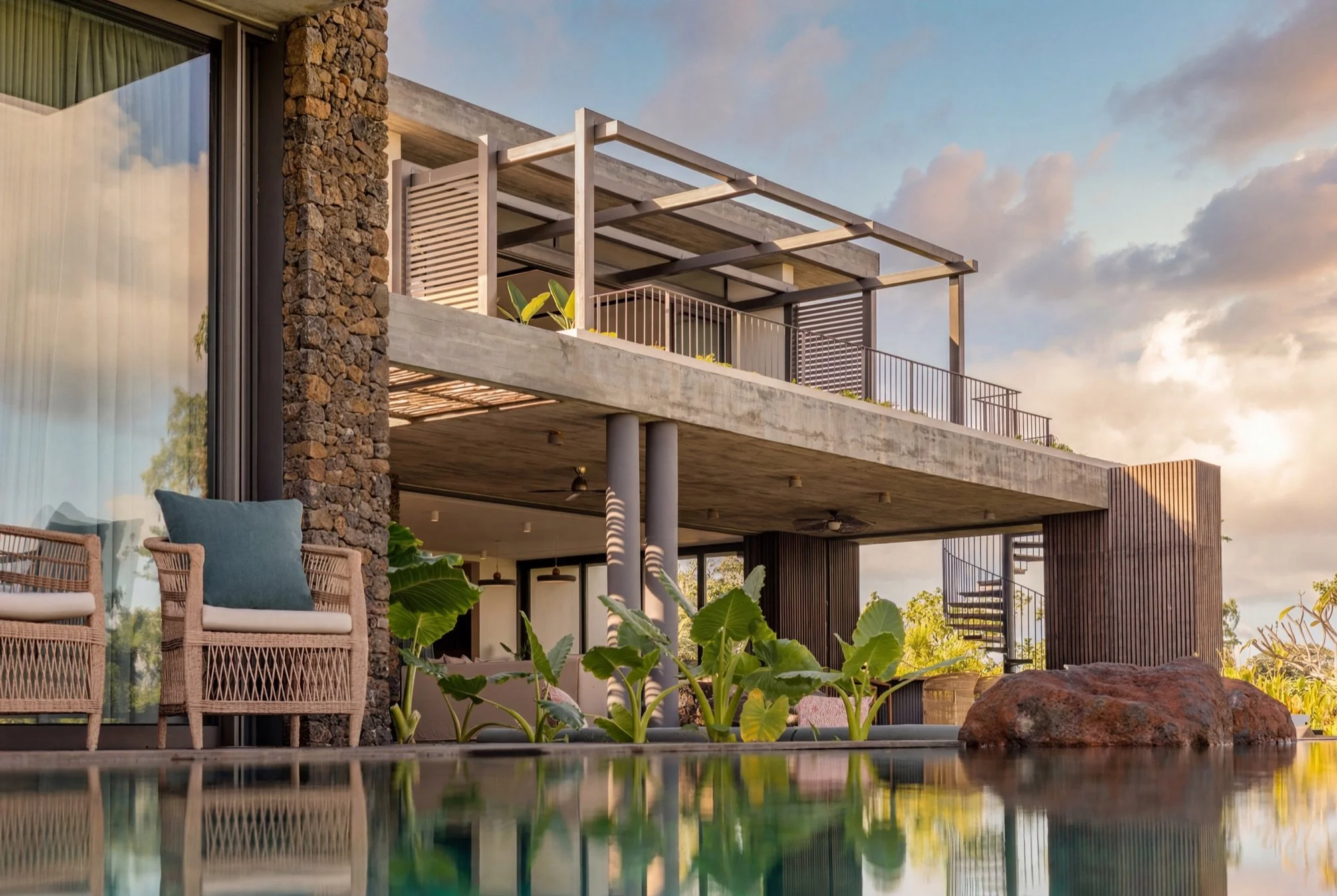 Luxury villa bedroom or private interior space in Mauritius
