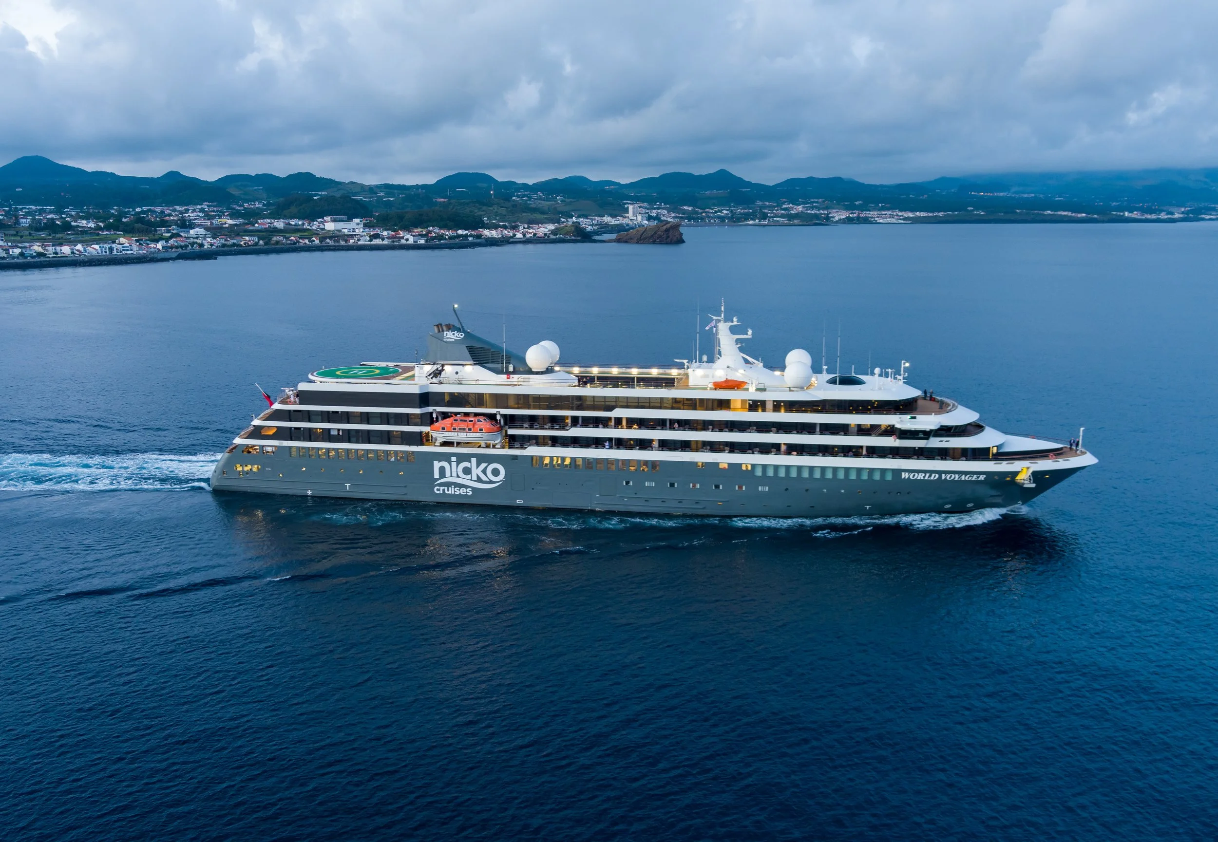 Cruise ship arriving at Ponta Delgada port in São Miguel, Azores