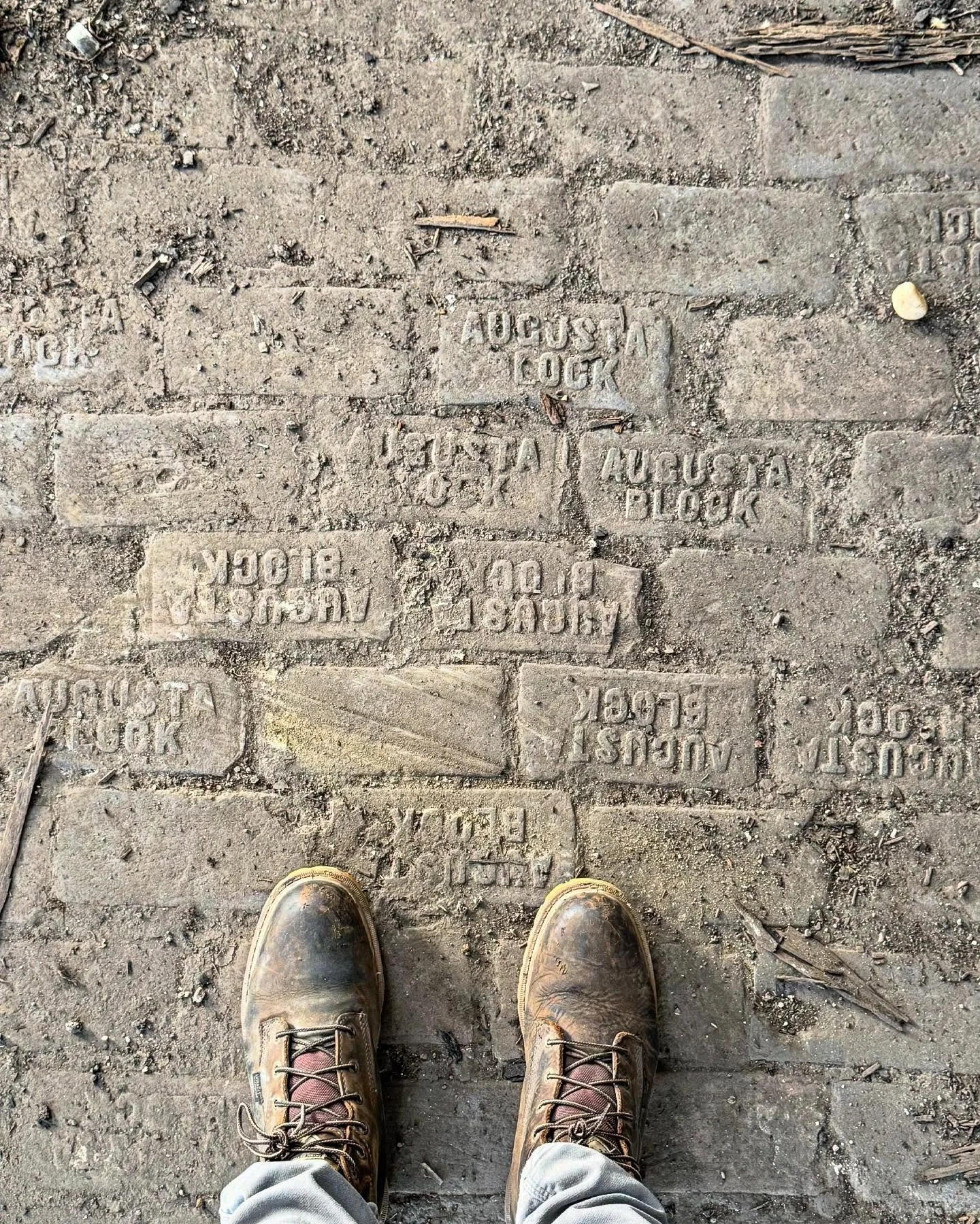 looking down to find bricks from 1895-1922, just to look up and find lettering from 1958. surprises around every corner &bull; #duvallaundry