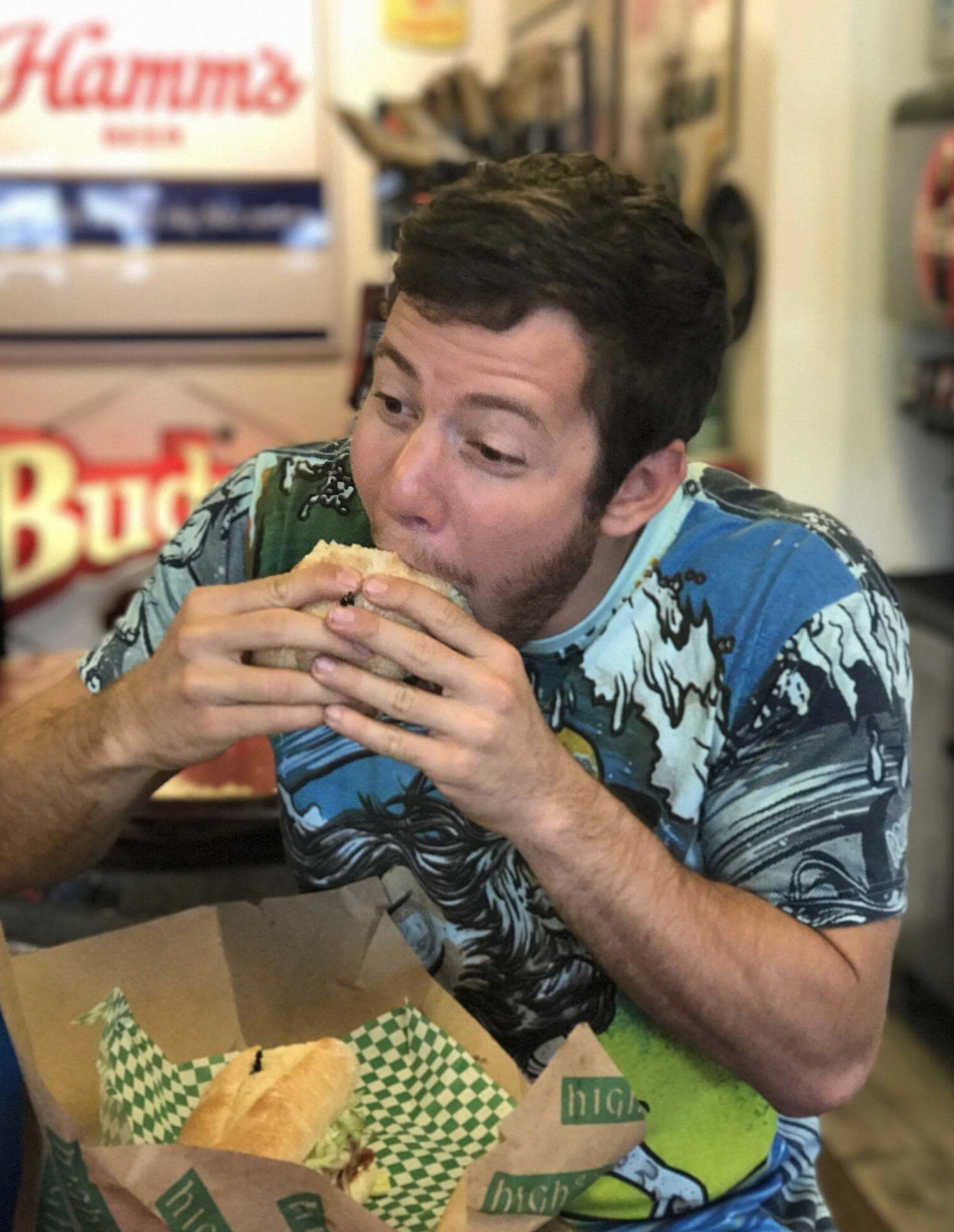 Me eating a sandwich
