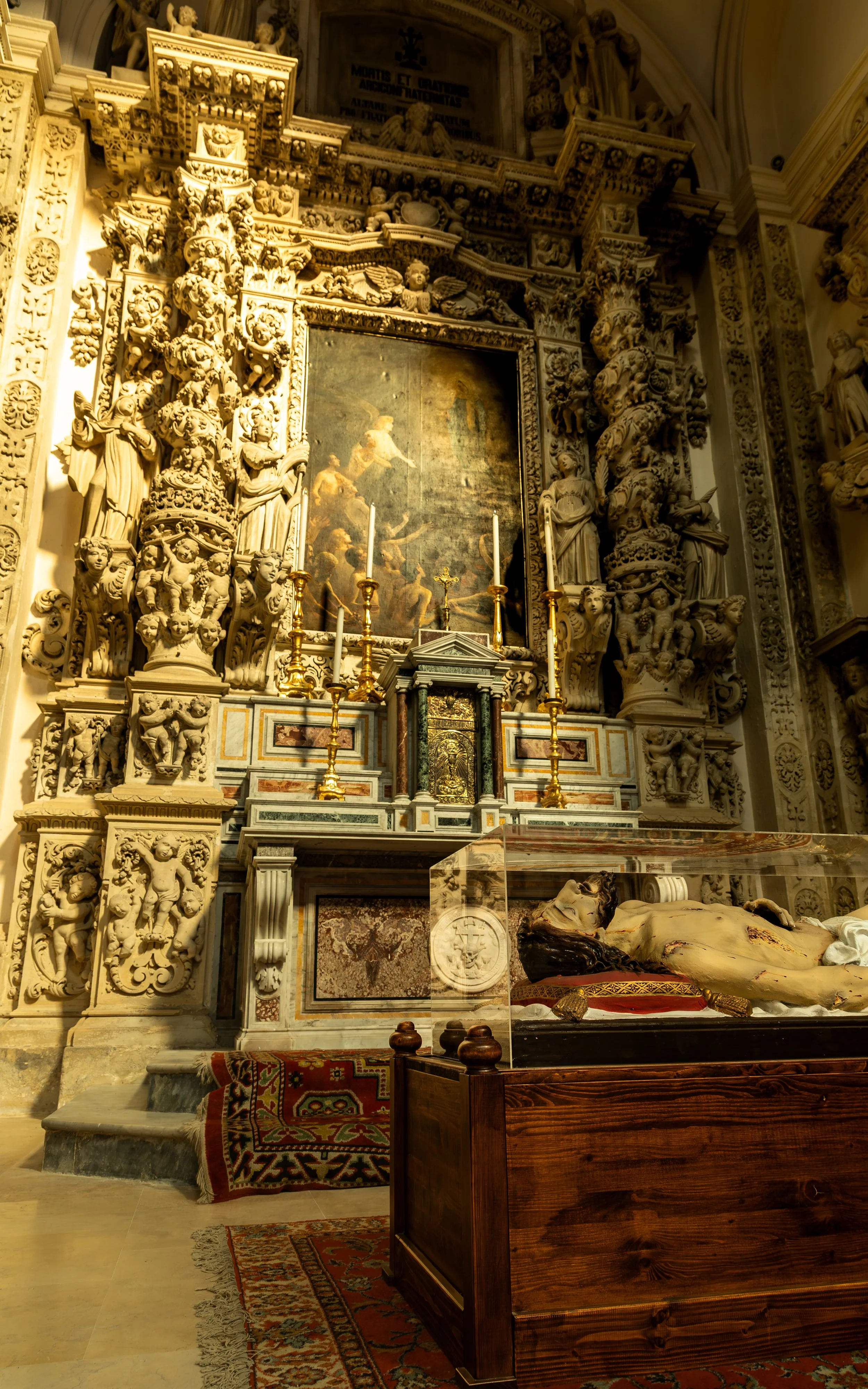 Christ entombed in a side altar, Lecce, Italy