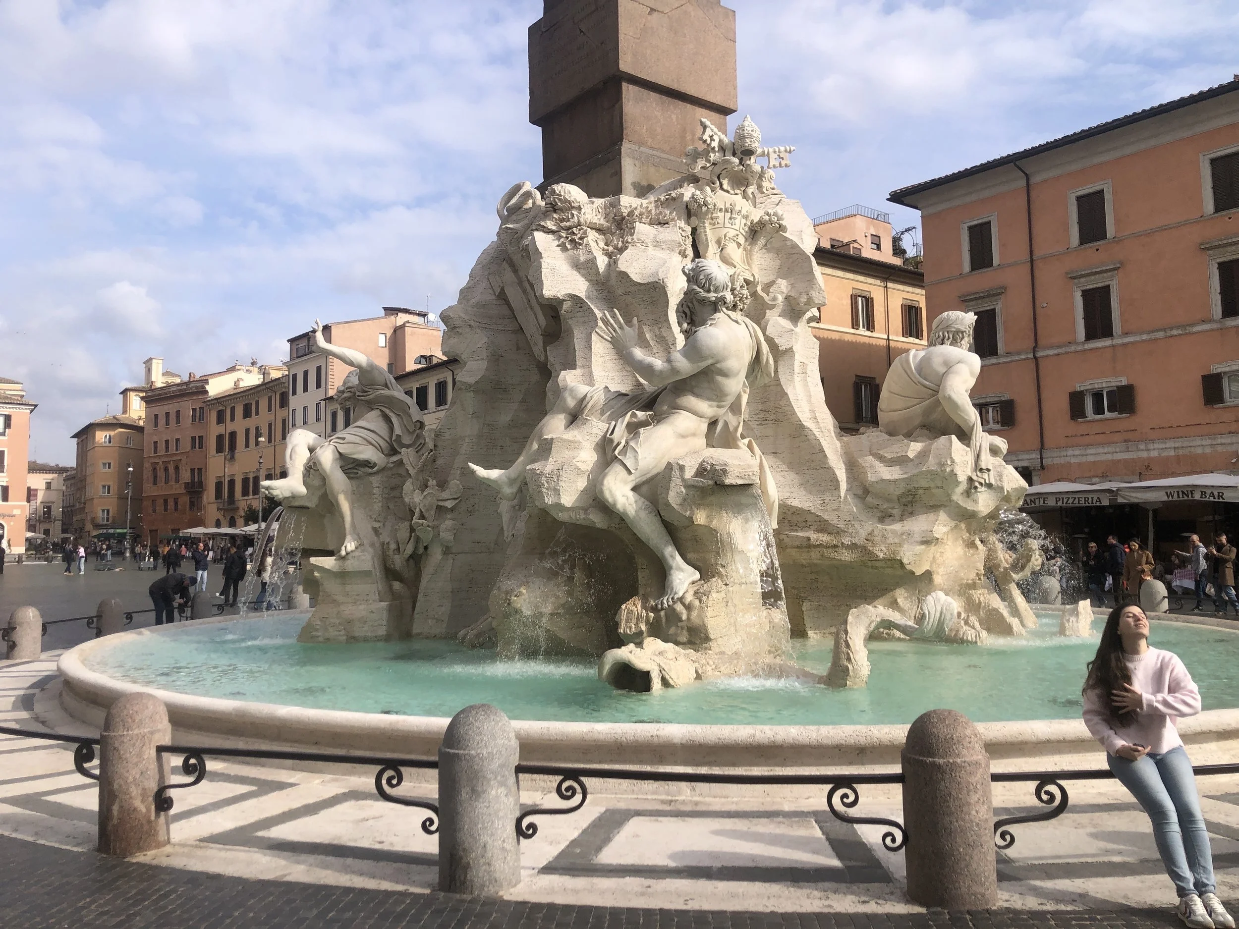 Quiet Rome piazza Navona in the early morning before the crowds arrive
