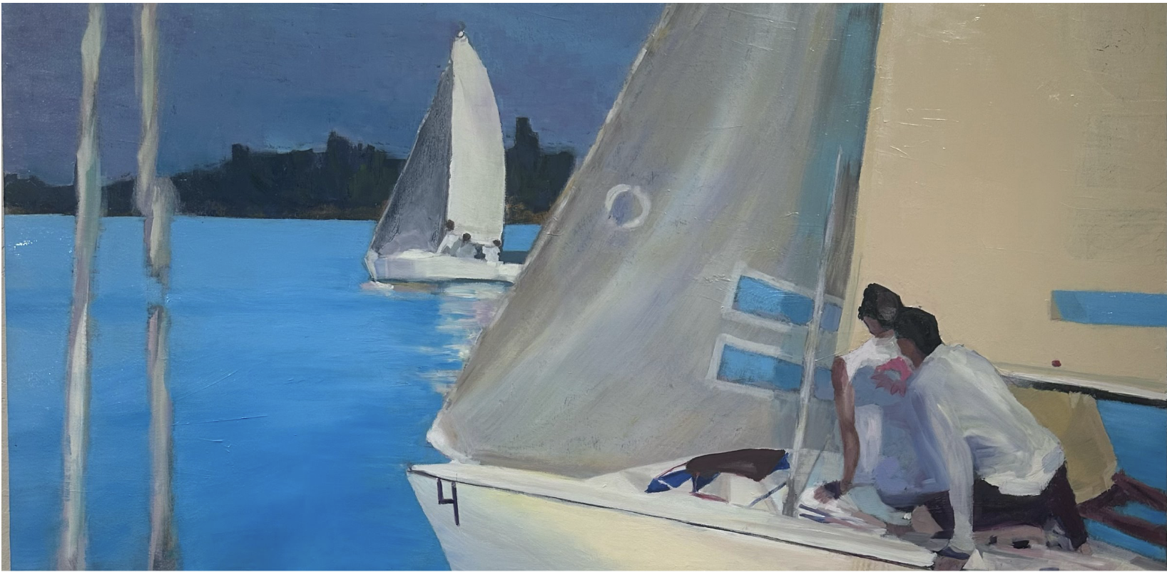 Magdalena Rozs-Johansson, Sail Boats, 2026, Oil on canvas, 24 x 48 in