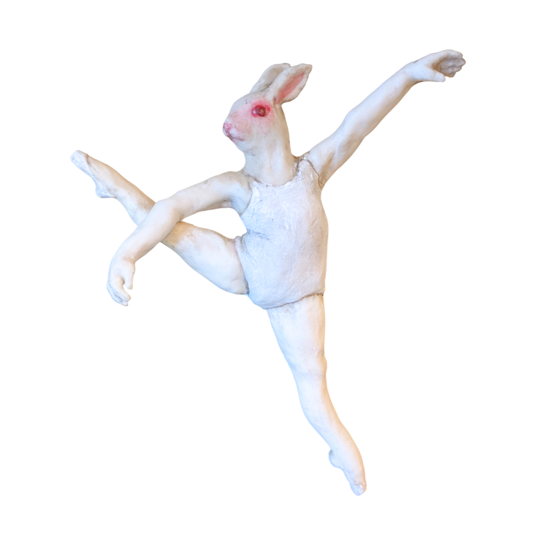 Margaret Keelan, Bunny Ballerina 2, 2026, Porcelain, 6.75 x 5.75 x 1.25 in
