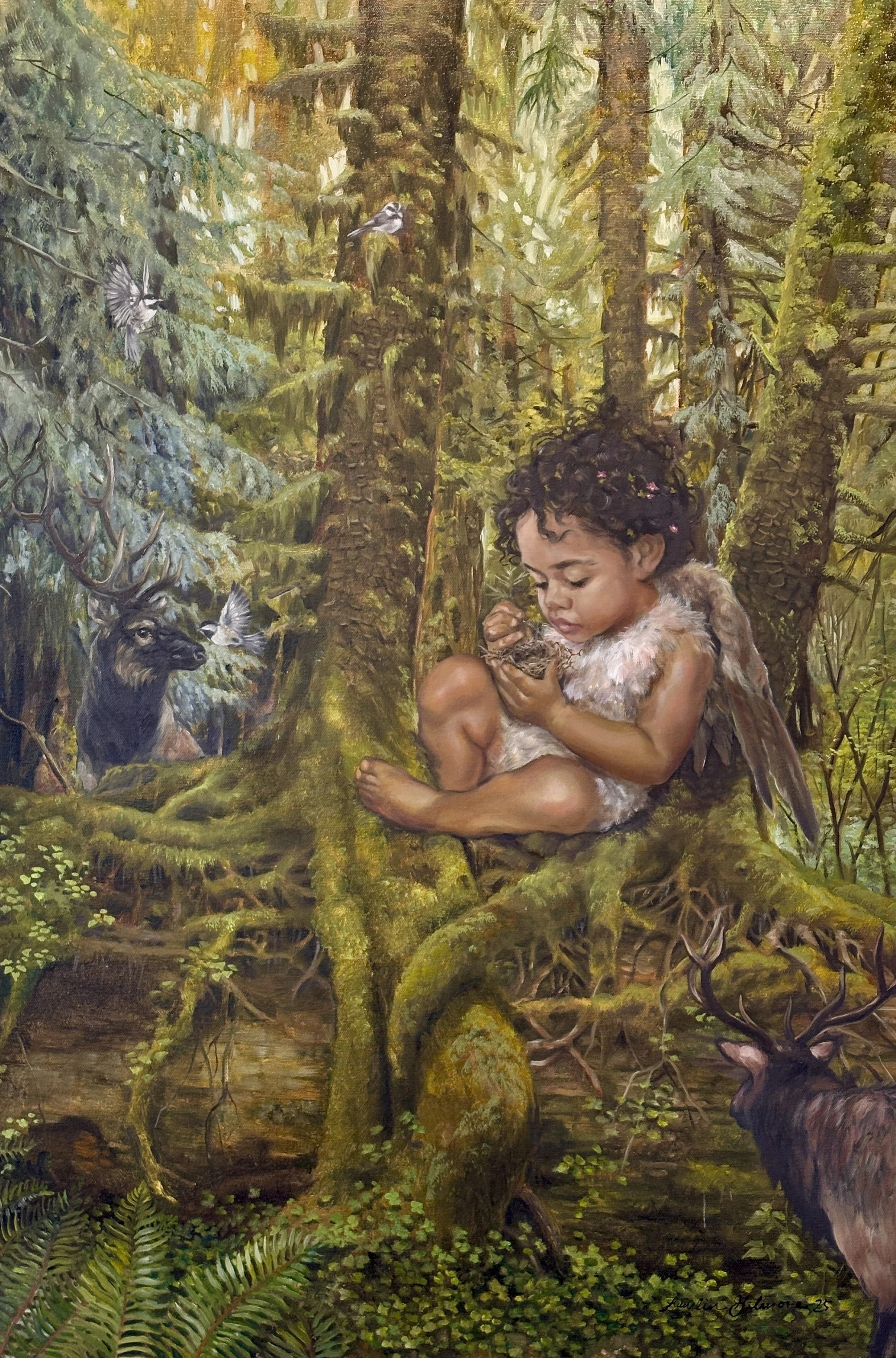Laurelin Gilmore, Nurse Log, 2025, oil on canvas, 36 x 24 in