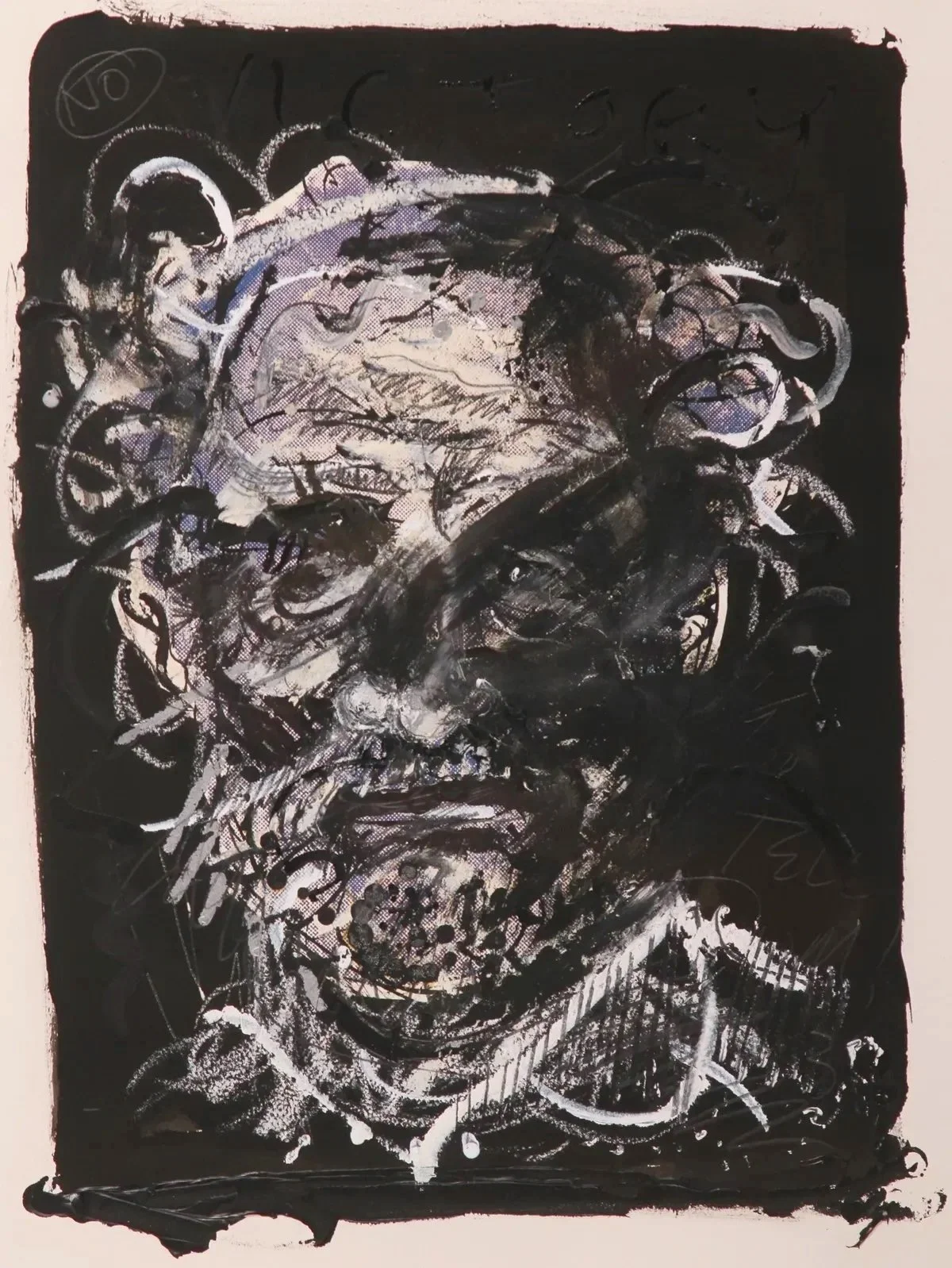 Robert Arneson, Self Portrait (Second Version), 1981, Drawing and paint on silkscreen, 30 x 22 in