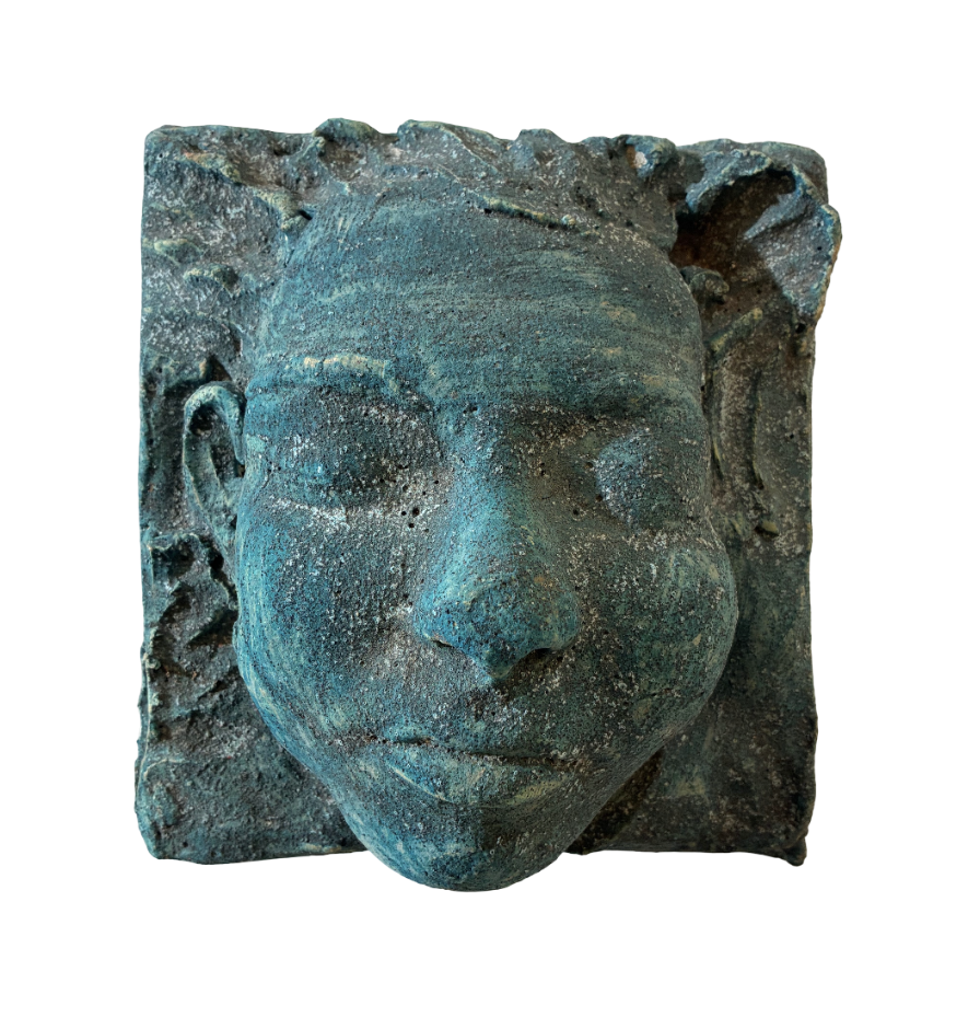 Susannah Israel, Blue Mask, 2017, Ceramic, 5 x 5 x 3 in