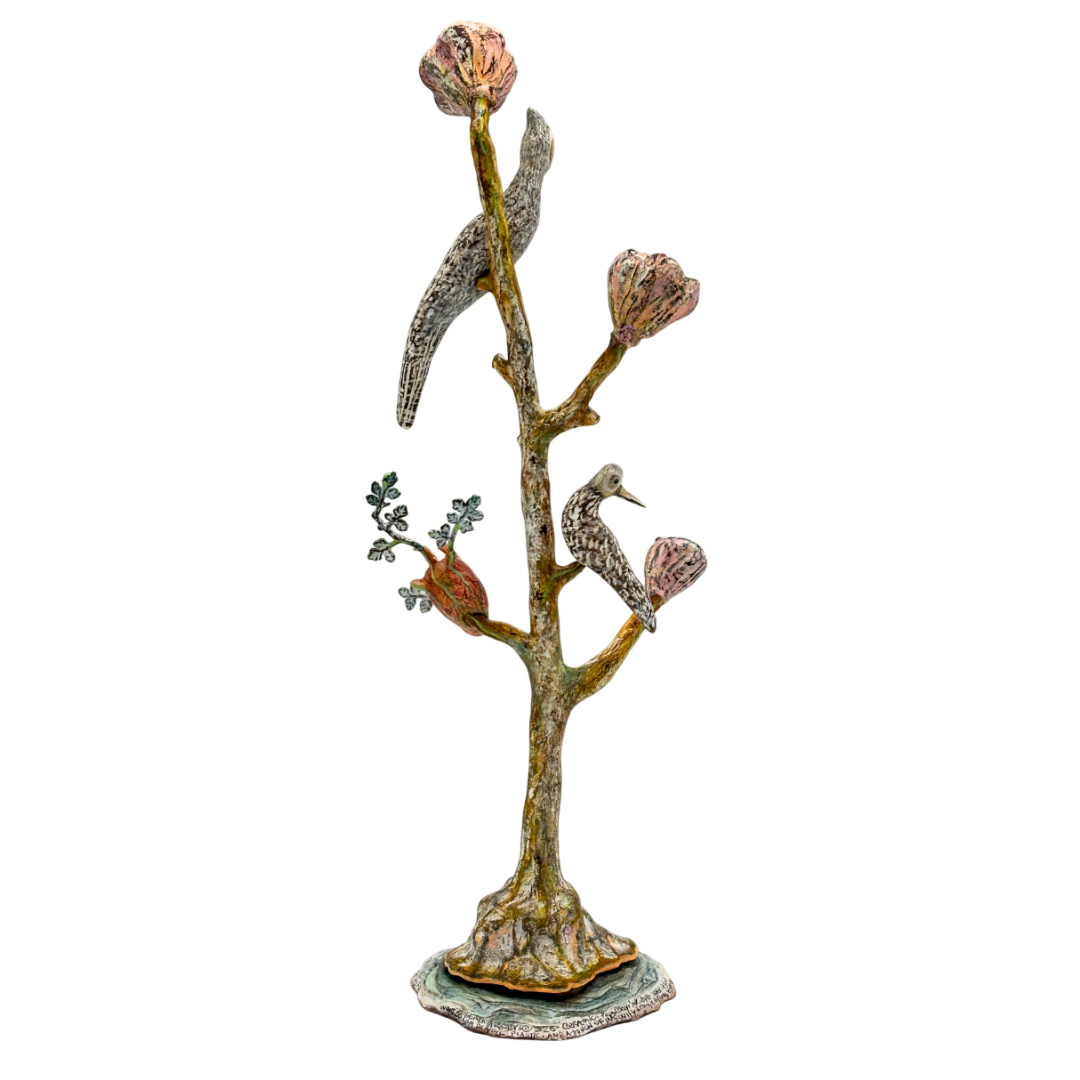 Out on a Limb - The Tree of Hope (back), 2025, ceramic with mixed media, 12.5 x 5 x 3.5 inches