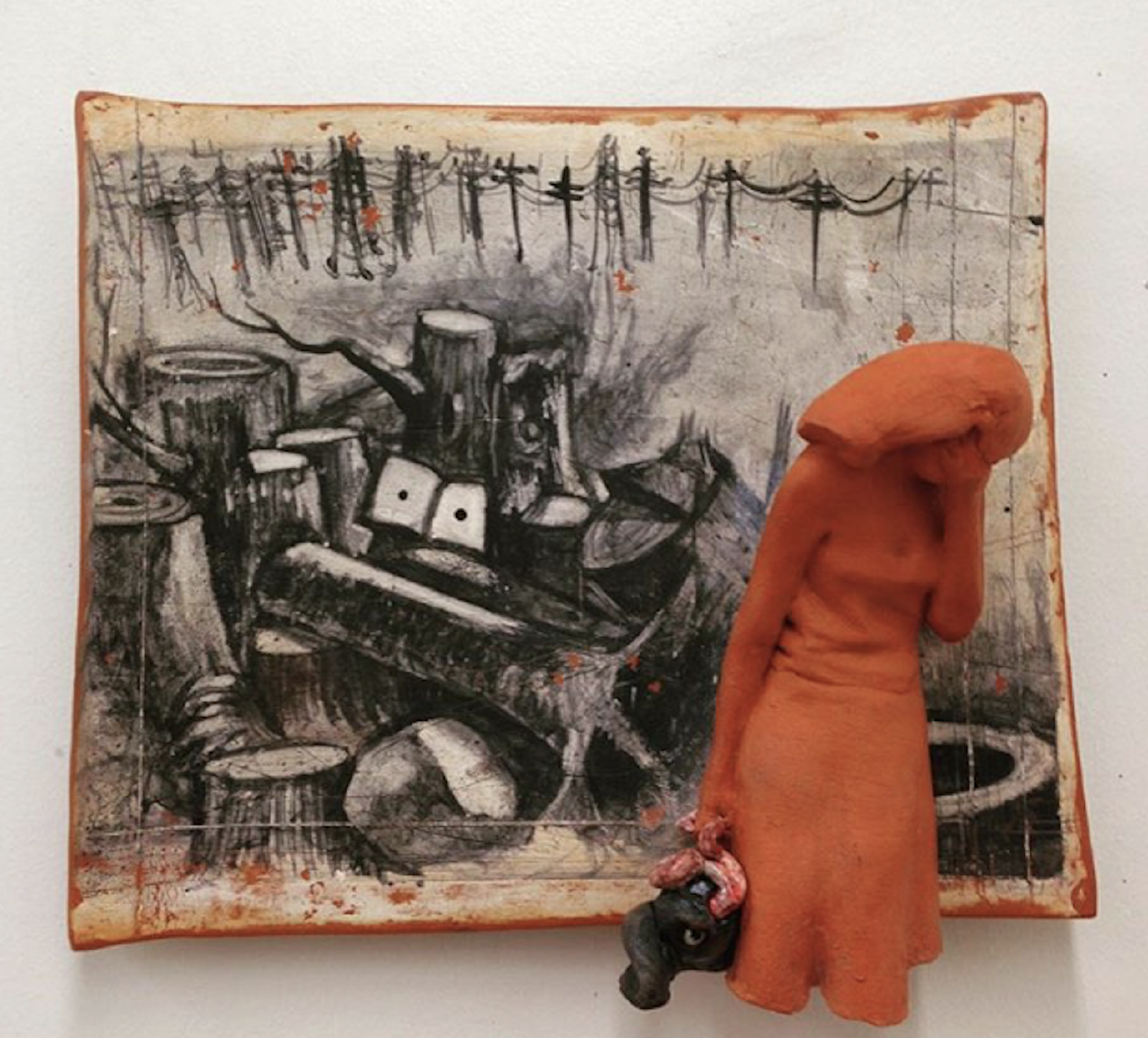 Arthur Gonzalez,
The Expulsion, 2016,
Ceramic, 18 x 18 x 4 in