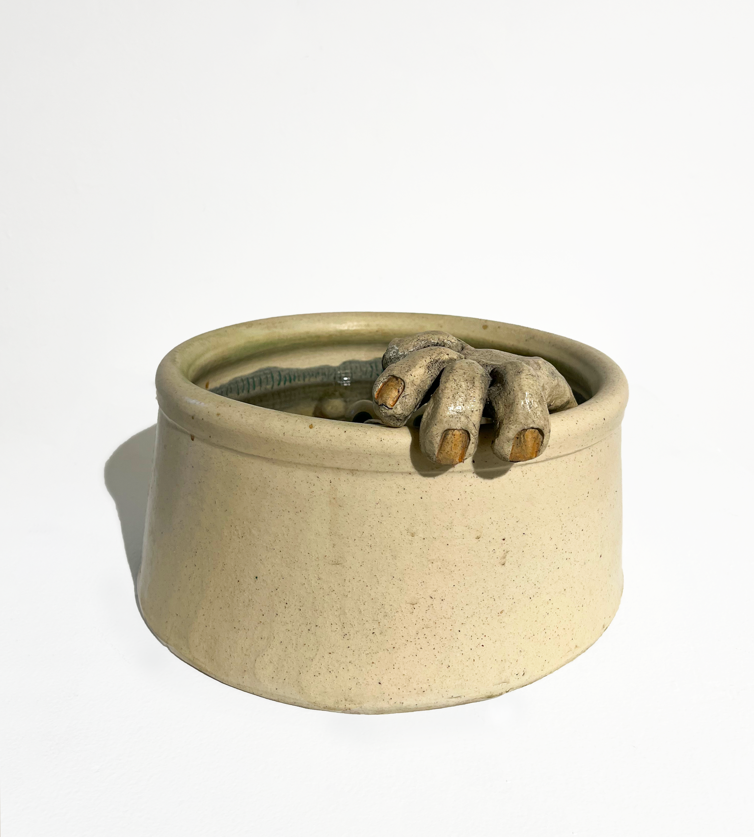 Clayton Bailey, Specimen Bowl, 1969, ceramic and water pump, 12 x 12 x 6.5 in