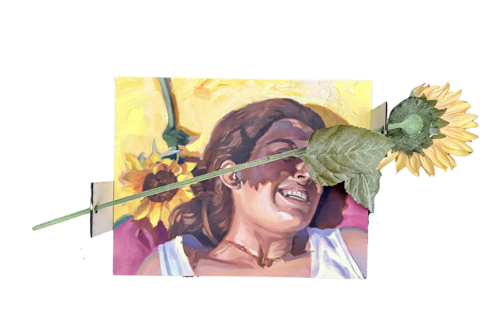 Sarah Lam, Sunrich Sunflower, 2025, oil and acrylic on panel, 14 x 18 in