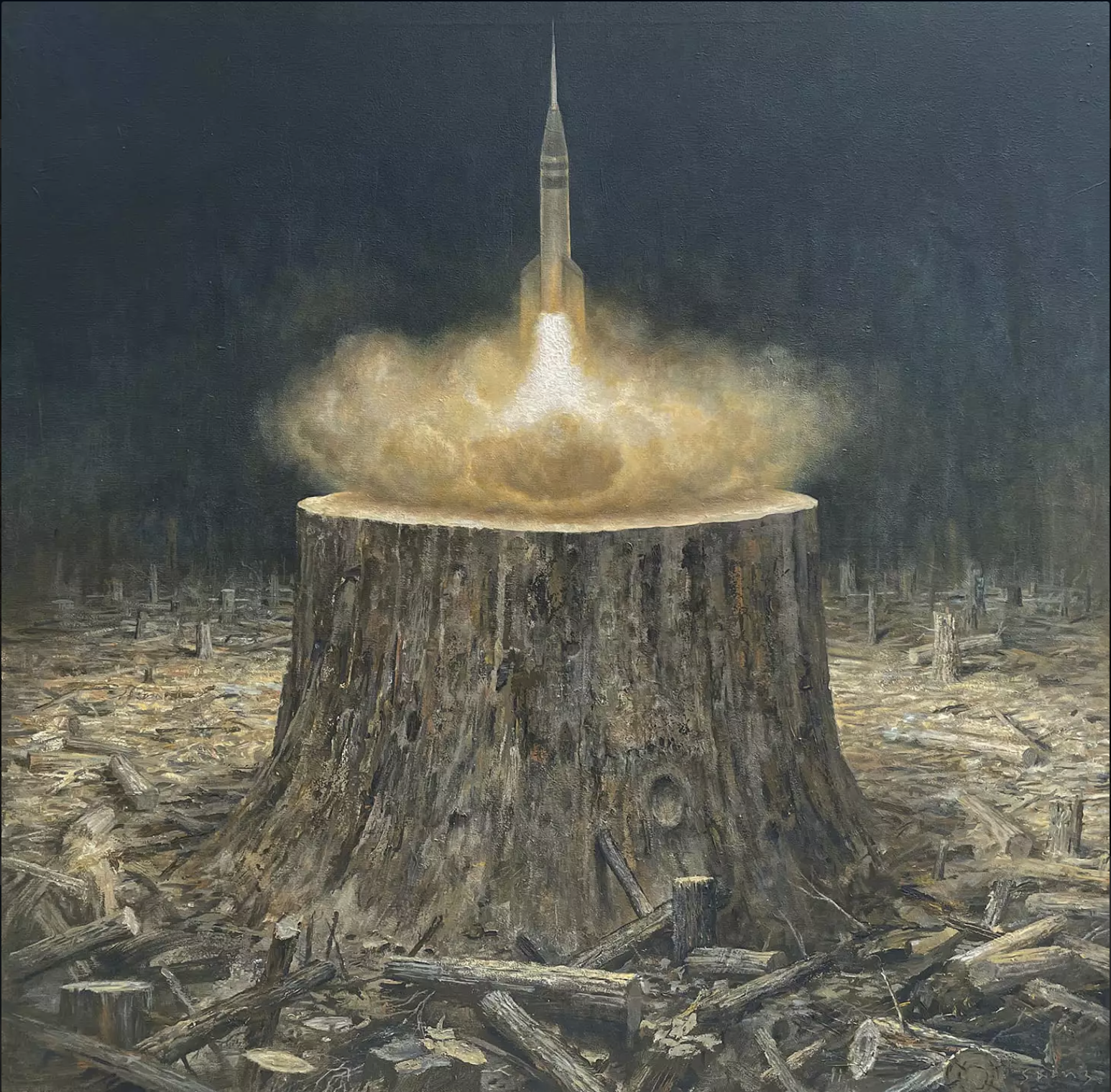 Gabriel Sainz, Hogar, 2021, acrylic on canvas, 39.4 x 39.4 in 