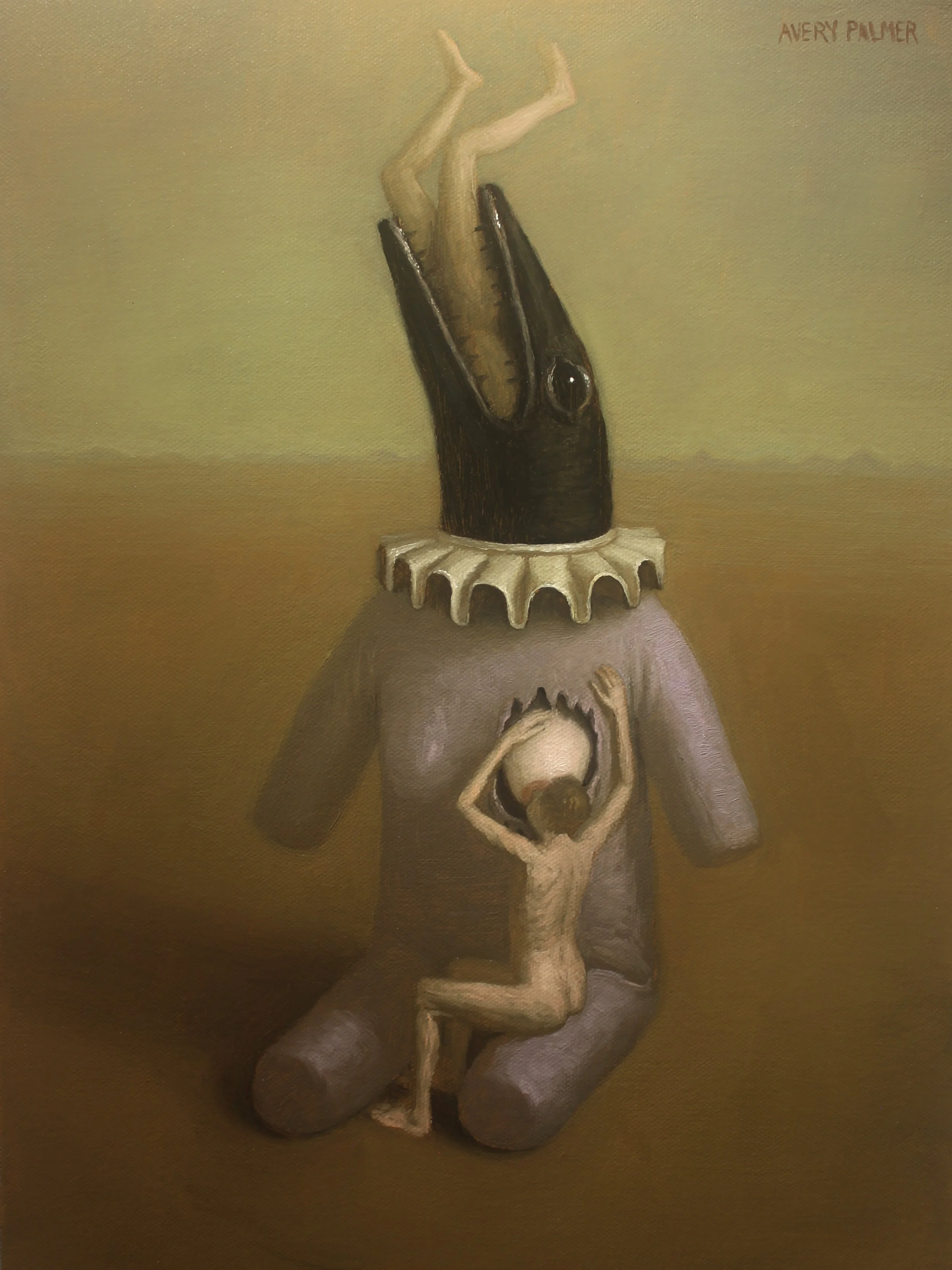 Avery Palmer, The Feeding, 2025, oil on canvas, 16 x 12 in