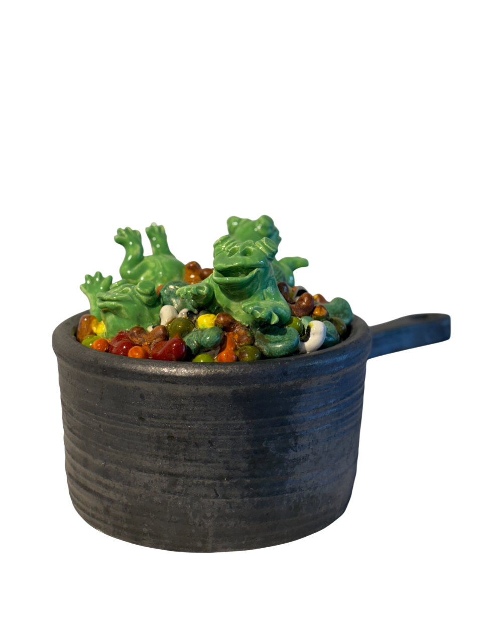 David Gilhooly, Frogs in a Pot of Beans, 1991, Ceramic, 8 x 16 x 9.75 in