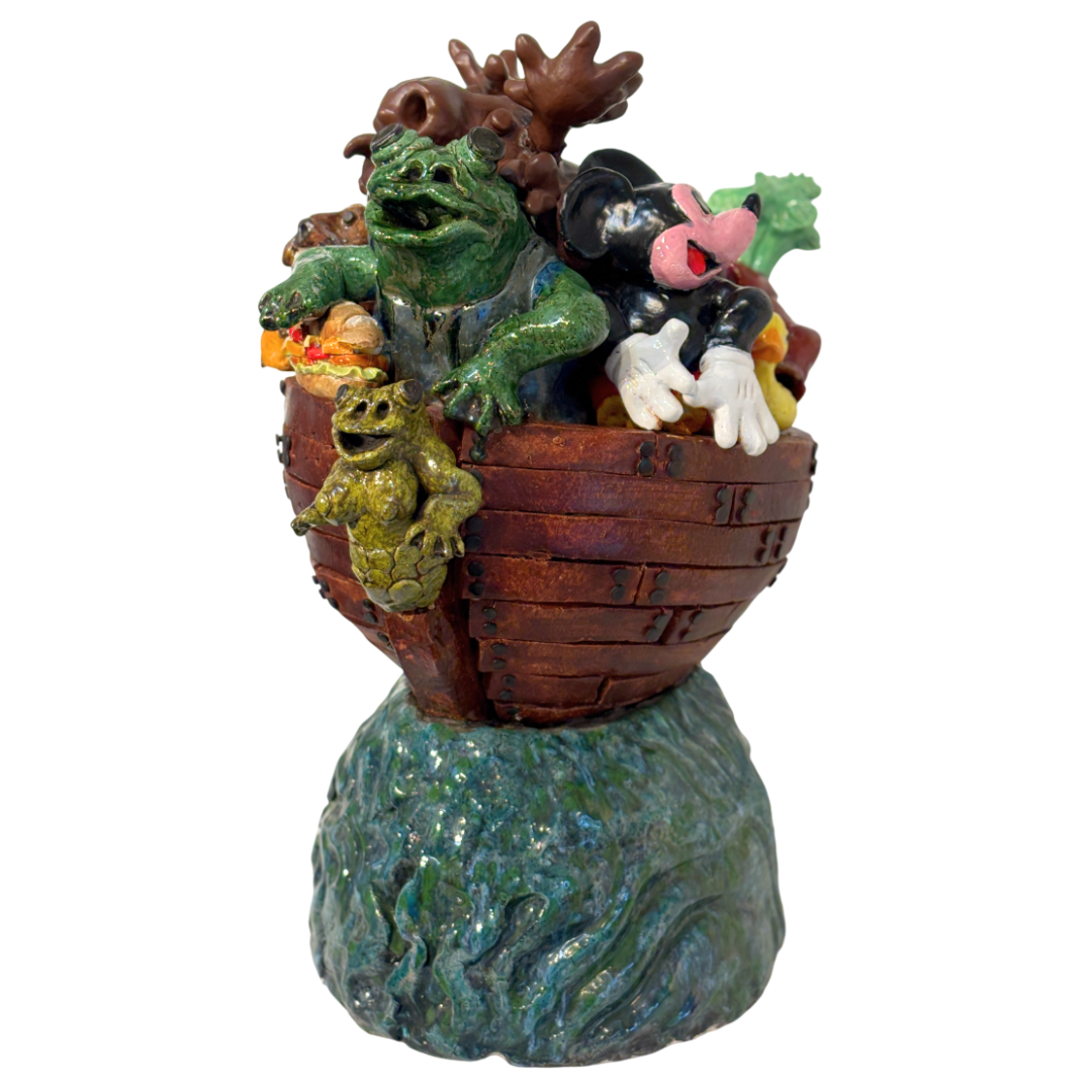 David Gilhooly, Ark Mickey and the Gang, 1990, Ceramic, 21 x 12 x 16 in