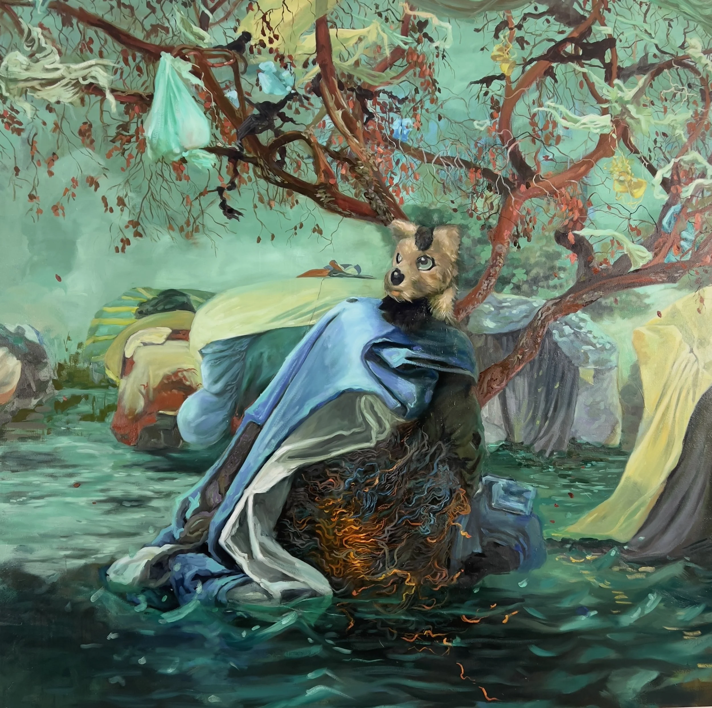 Deirdre White, Going Home Without My Sorrow, 2026, oil on canvas, 60 x 60 in