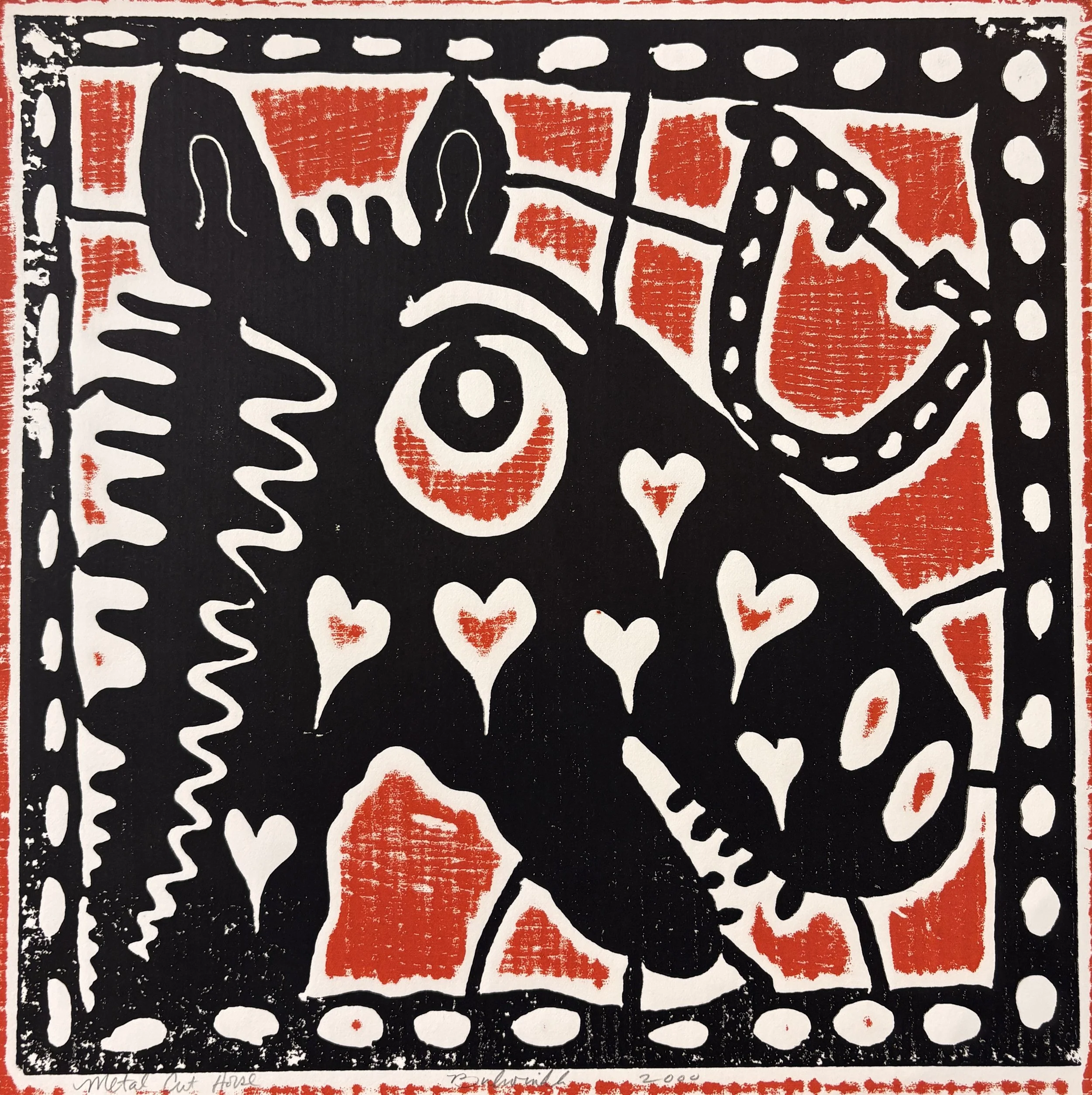Mark Bulwinkle, Metal Cut Horse, Woodcut, 12.5 x 12.75 in