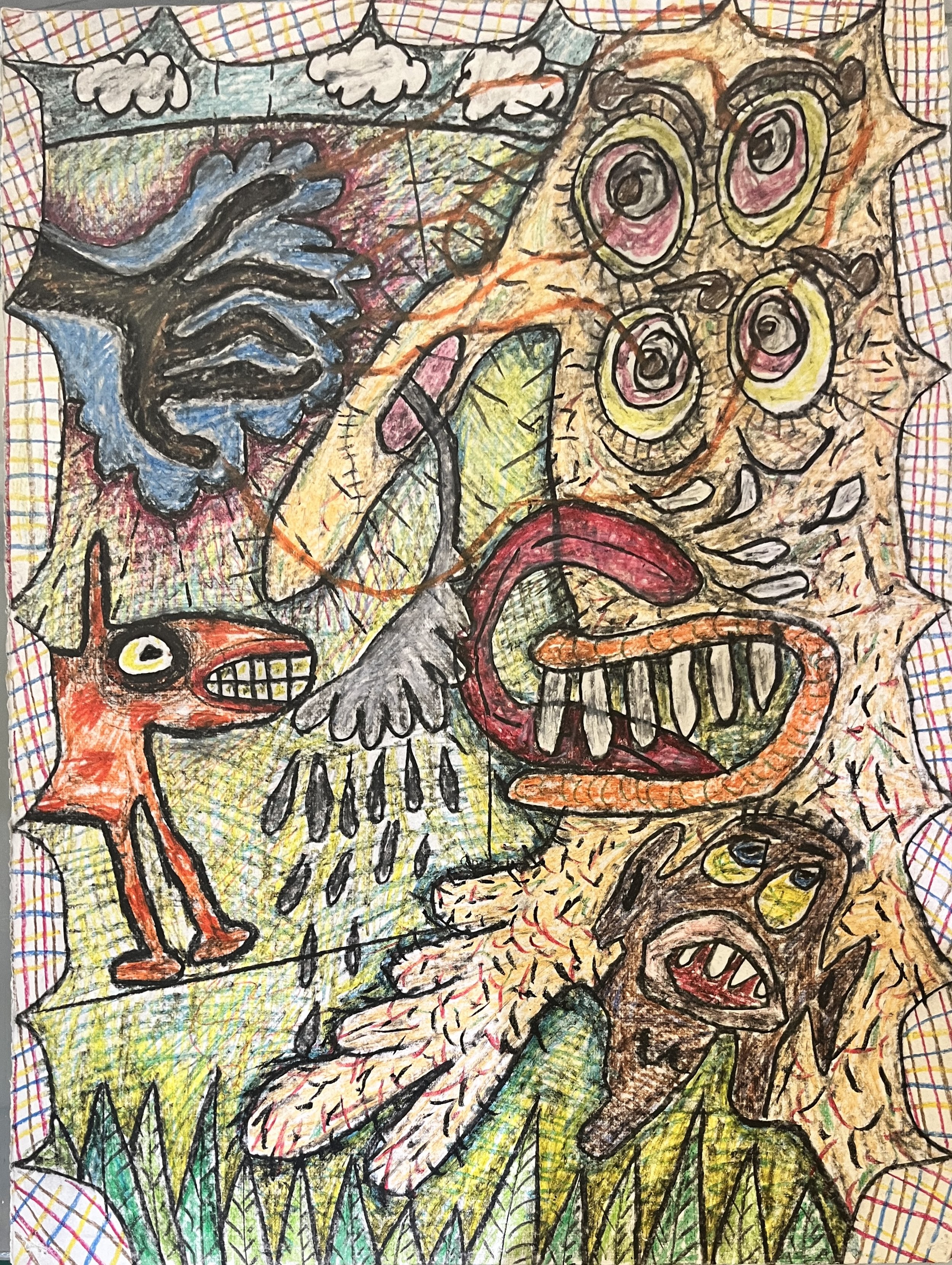 Mark Bulwinkle, Dark Magic, c. 1980, Crayon and oil pastel on BFK rag paper, 30 x 22.5 in