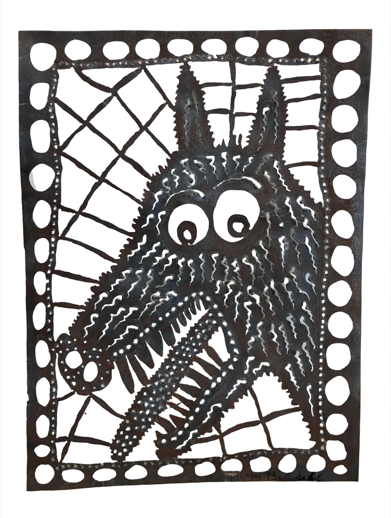 Mark Bulwinkle, Excited Dog Screen, 2026, Metal, 19.5 x 14.5 in