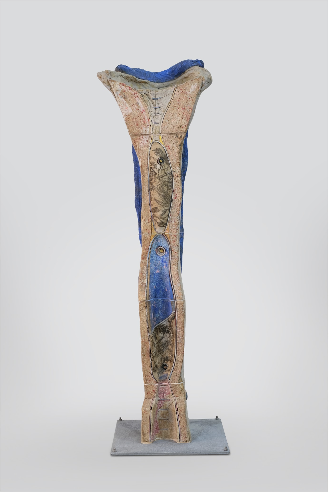 John Toki, Memories of the Mind, 2025, Stoneware, porcelain, stains, 67.25 x 20 x 12 in